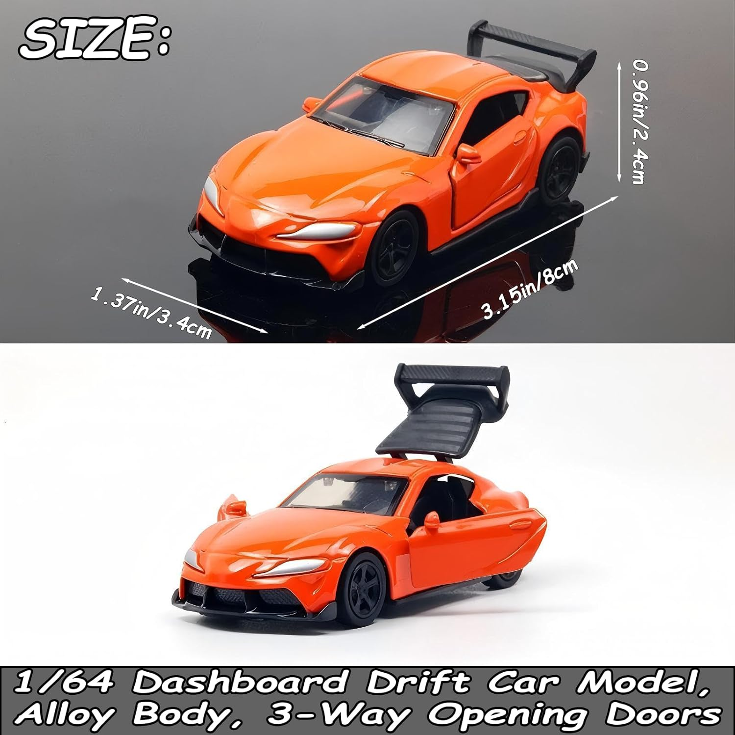 Car Dashboard Decorations &ndash; Drift & Turn Mini Car Model Ornament &ndash; Dynamic Interactive Automobile Decor for Enthusiasts Vehicle Interior Dashboard Drifting Decorations Accessories Gifts(Orange-Red)