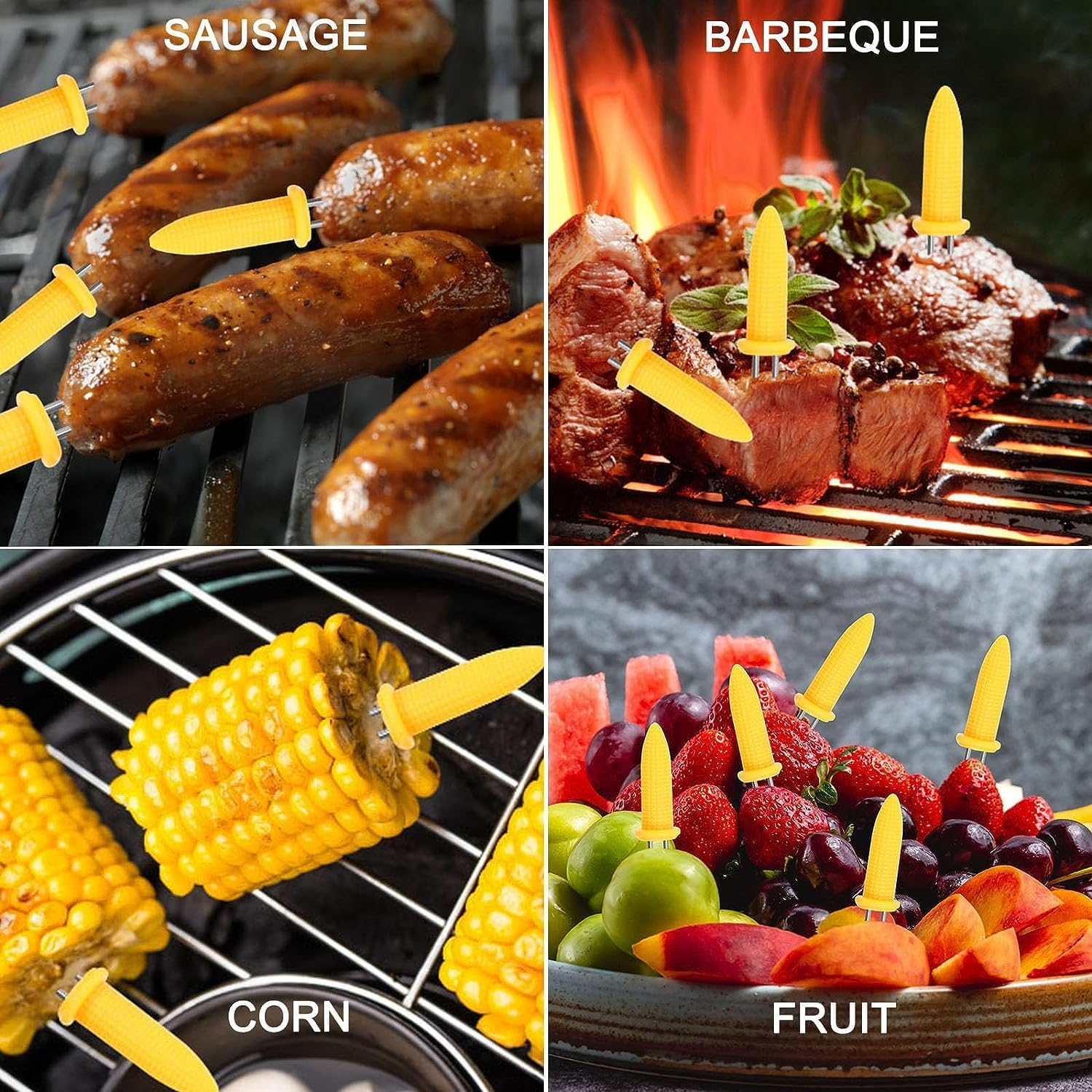 Stainless Steel Corn Holders with Storage Box, 20Pcs Corn on the Cob Holders BBQ Fork Skewers image number 1