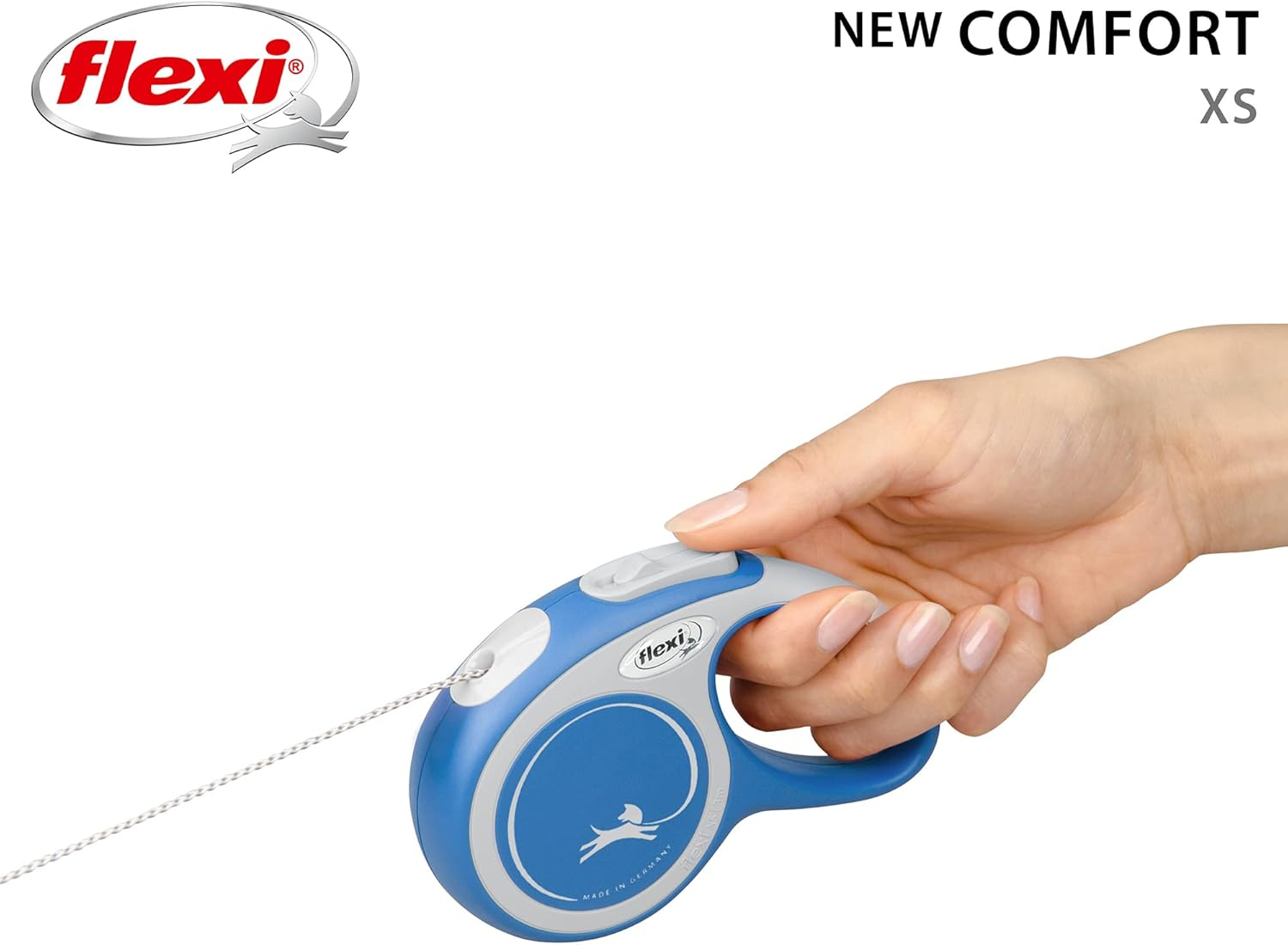 Flexi New Comfort Cord Grey & Blue Extra Small 3M Retractable Dog Leash/Lead for Dogs up to 8Kgs/18Lbs image number 2