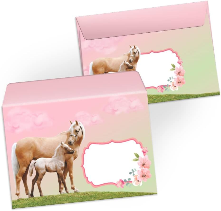 Junapack Girls Stationery Set Horse with Foal Horses Letter Pad with Envelope for Kids Pad A5 with 25 Sheets 15 Envelopes image number 3