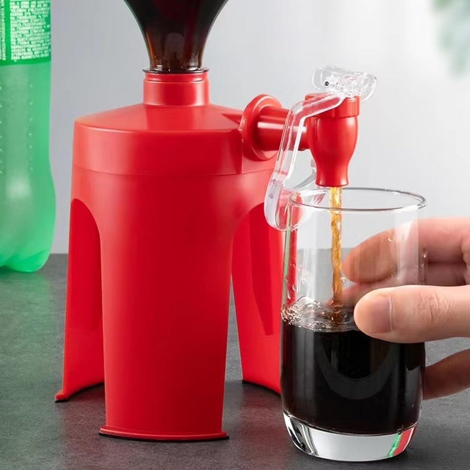 Soda Dispenser, 2PCS Plastic Upside down Soda Bottle Dispenser with Tap, Leakproof Drink Bottle Inverted Drinking Fountain Non Slip Touchless Beverage Machine for Party Home Bar-