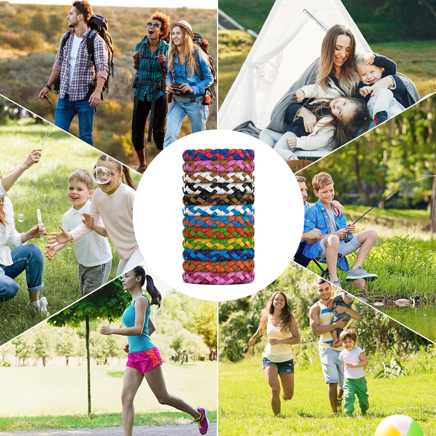 12 Pack Mosquito Repellent Bracelets, Deet-Free, Individually Wrapped PU Leather Insect & Bug Repellent Wrist Bands for Kids & Adults image number 2