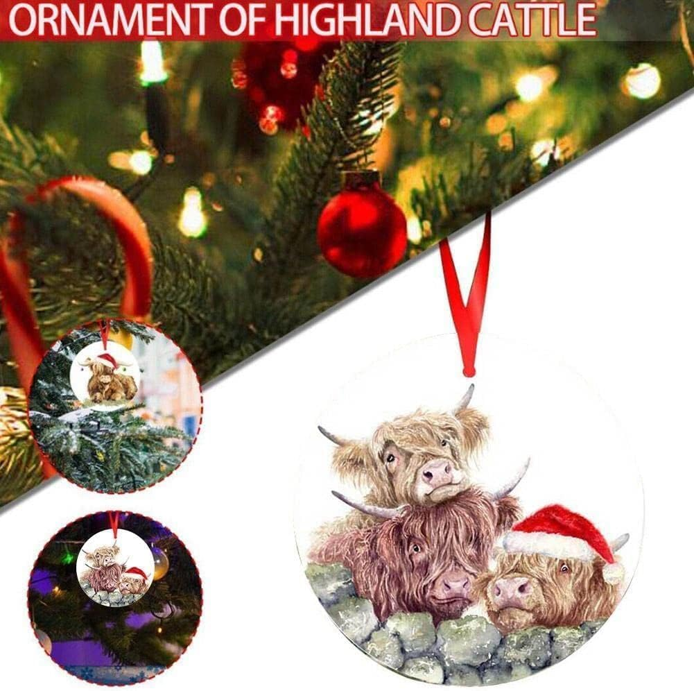 Funny and Creative Christmas Highland Cow Acrylic Pendant Decoration Ornament Xmas Christmas Z3Z9 Tree image number 2