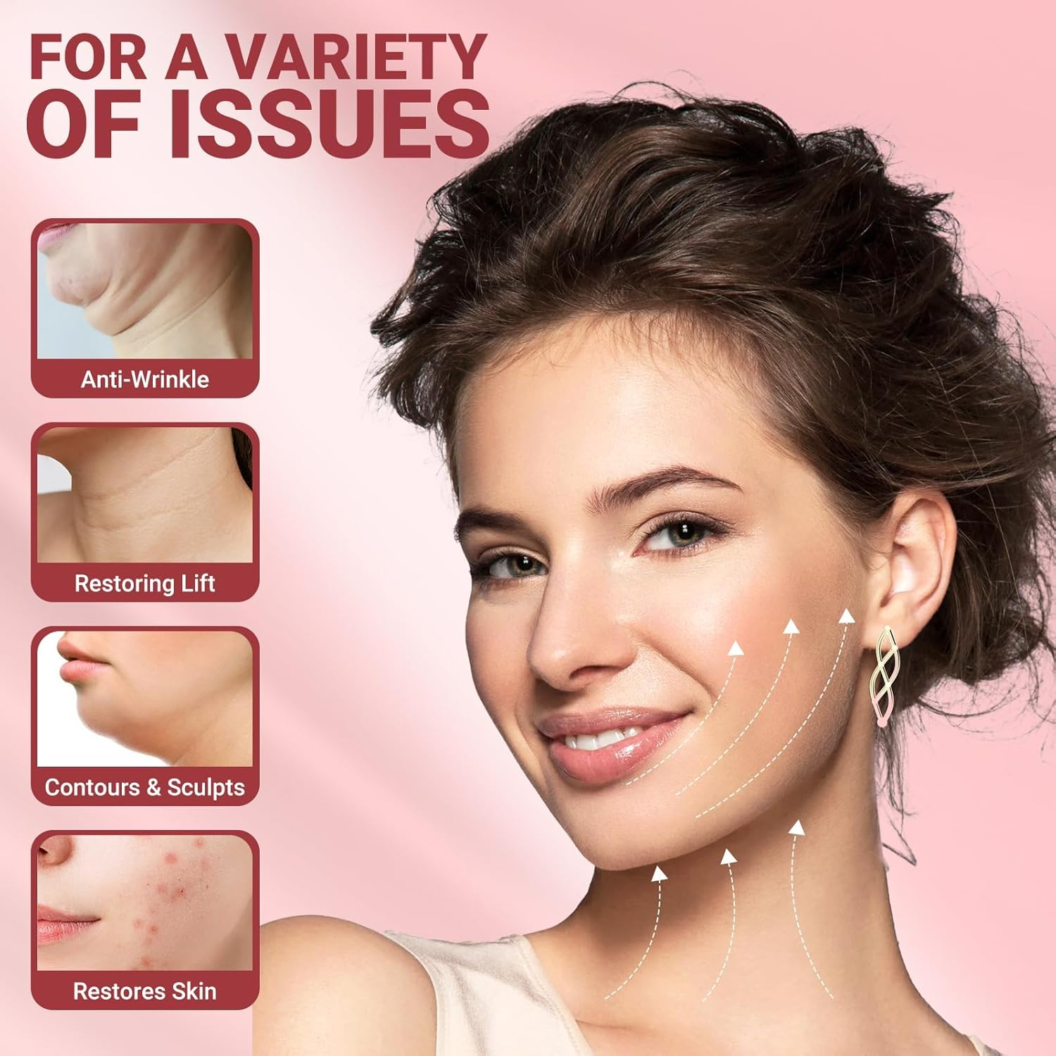 Juskaa Reusable V Line Lifting Mask with Chin Strap for Sleeping,Face Lift Prevent Sagging, Jaw Exerciser,Light Pink,M image number 2