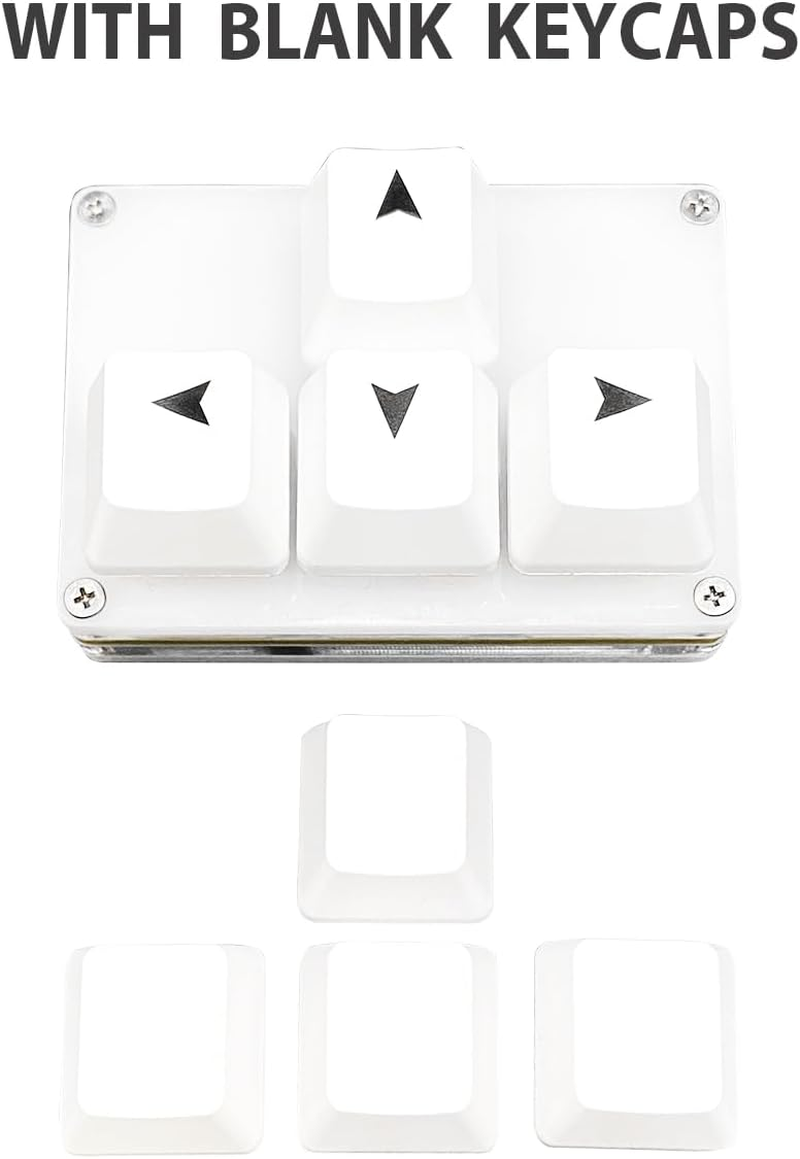 BTXETUEL Mini 4-Key Keypad WASD Arrow Key Keycaps Keyboard One-Handed Mechanical Gaming Keypad Programmable USB-C Customized Keyboard for Working or Gaming (White, Arrow Keycaps 1) image number 5