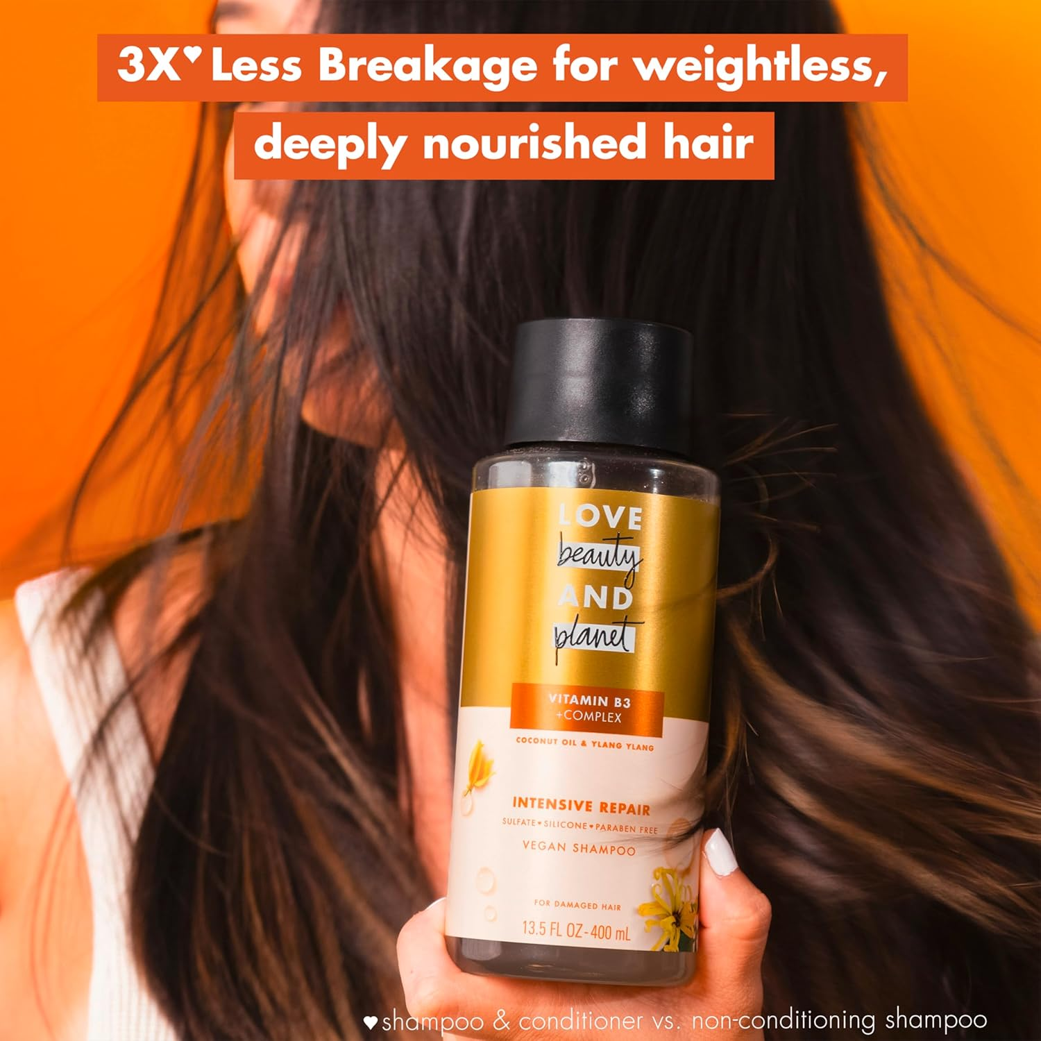 Love Beauty and Planet Shampoo with Vitamin B3 Coconut Oil & Ylang Ylang for Intensive Repair for Damaged Hair Sulfate, Silicone, & Paraben Free. Cruelty-Free. 13.5 Oz image number 6