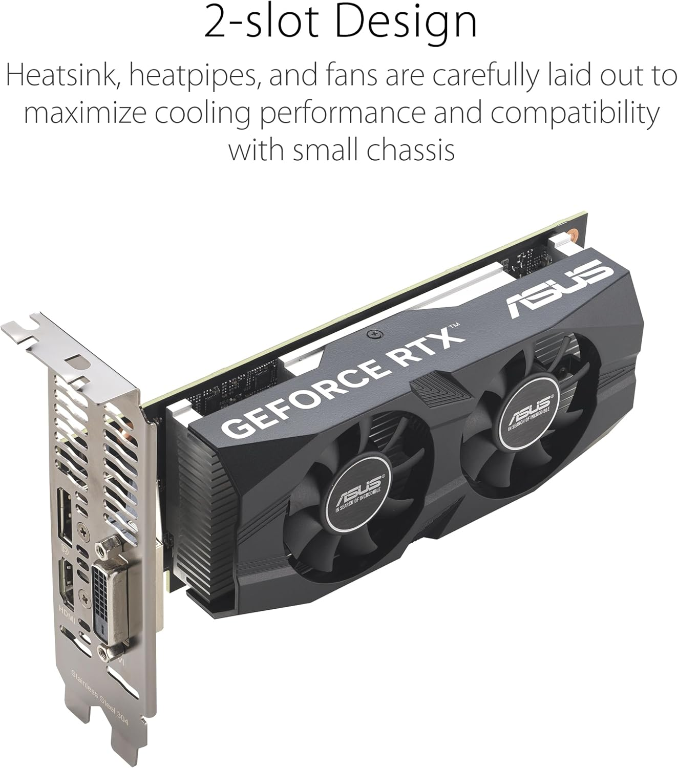 ASUS Geforce RTX 3050 LP BRK OC Edition 6GB GDDR6 Gaming Graphics Card (Nvidia RTX3050, Pcie 4.0, 1X DVI-D, 1X HDMI 2.1, 1X Displayport 1.4A, RTX3050-O6G-LP-BRK) image number 4