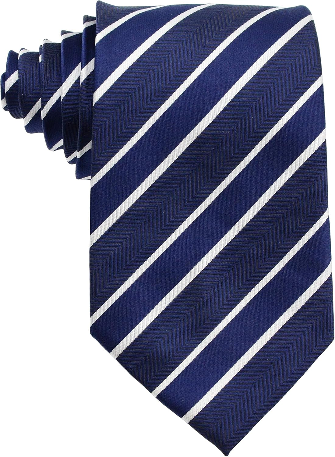 Geotae Zerun New Classic Men'S Striped Silk Tie Necktie - Black Vertical image number 2