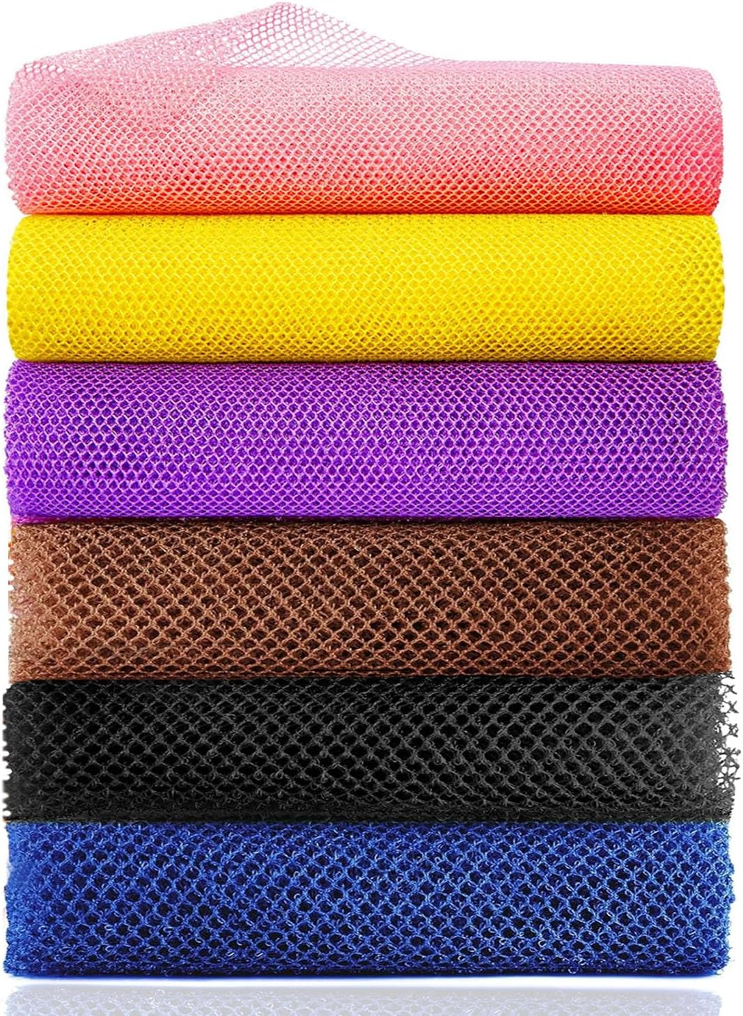 African Exfoliating Net Sponge, 33 Inch Long Bathing Sponge Shower Body Scrubber Net for Back Skin Smoother, Daily Use (Black/Blue/Brown/Yellow/Pink/Purple)