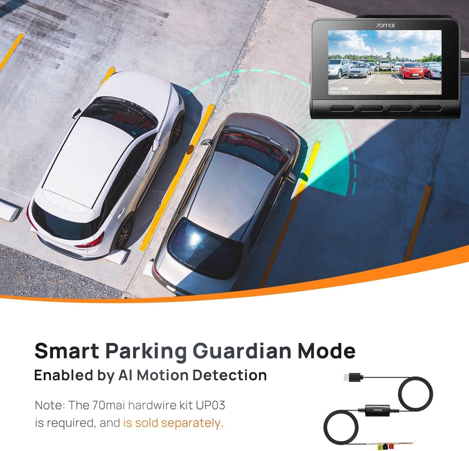 70Mai New Dash Cam A810 with Starvis 2 Imx678,Dual HDR Front and Rear Cam,Built in Gps,Night Owl Vision,Support 256GB Max,Smart Parking Guardian Mode,Ai Motion Detection,Time-Lapse Recording image number 2