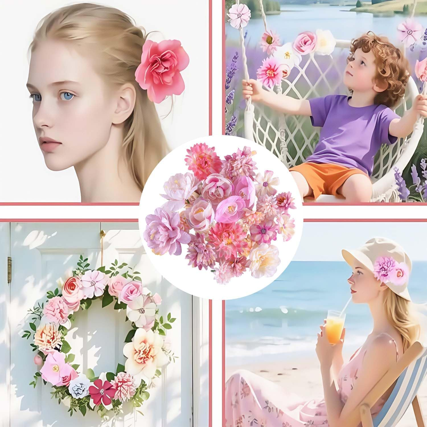 Pack of 21 Flower Hair Accessories, Non-Slip Flower Hair Clip, Girls Women Hair Accessories, Hair Accessories Party, Beach, Suitable for All Kinds of Hairstyles (Purple) image number 1