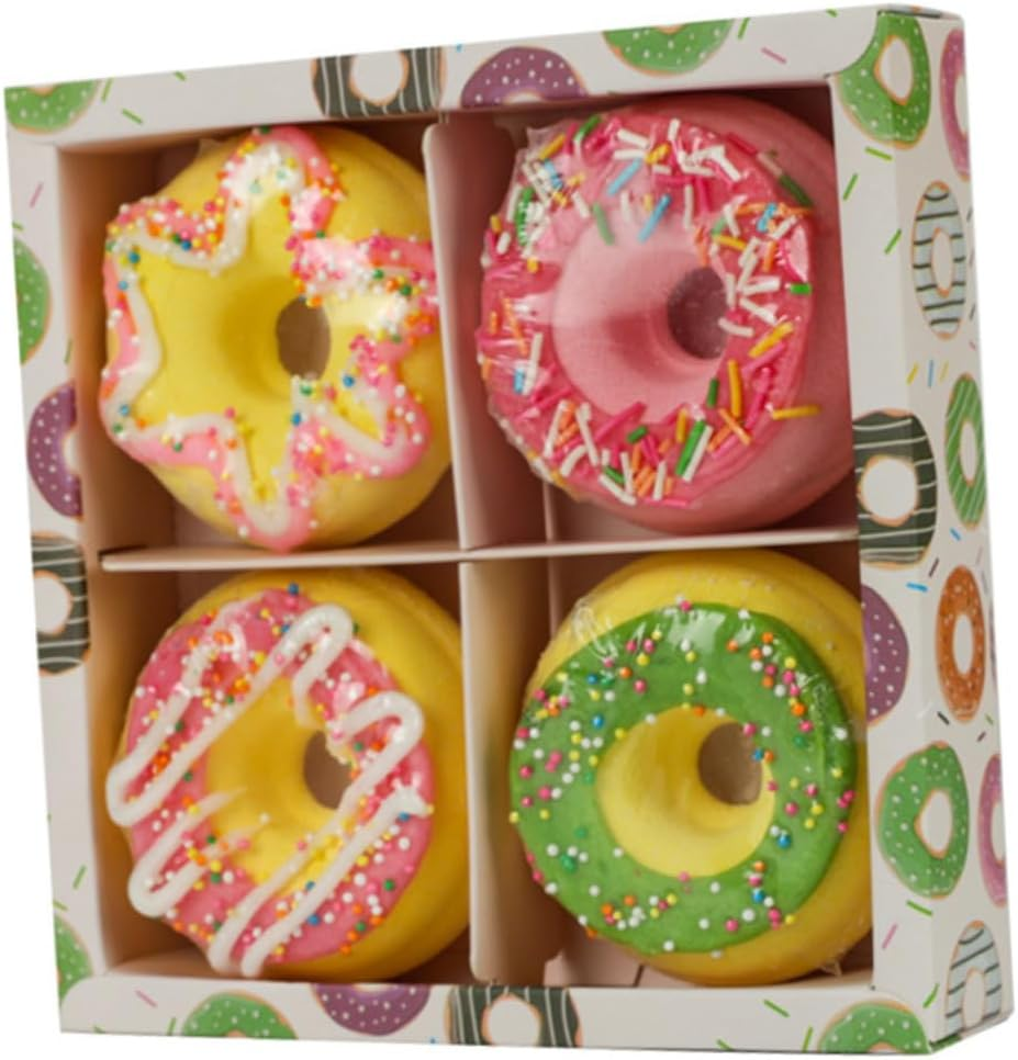 Doughnut Shape Bath Salt Balls 100G Moisturizing Shower Bombs 4Pcs Assorted Spa Balls Essential Oils for Relaxation and Boys and Girls Bath Time Random Style image number 5