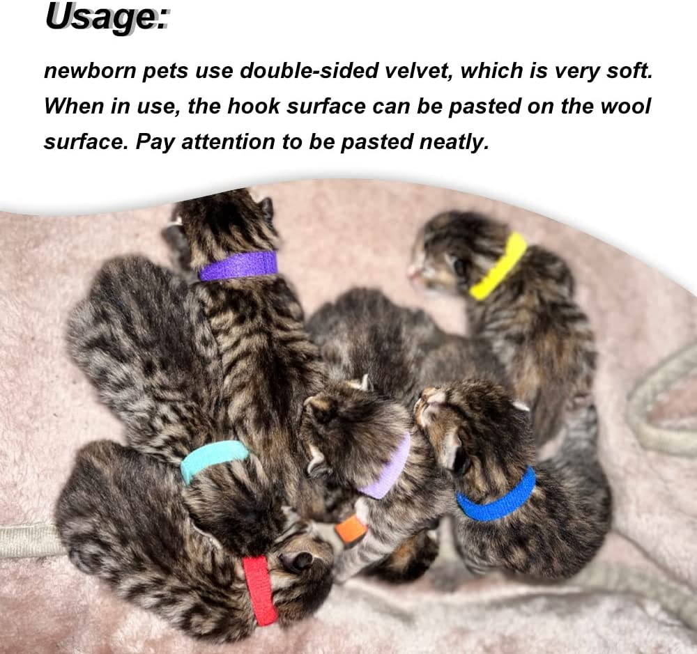 30Pcs Puppy Collars, Kittens Whelping Collars, Adjustable Identification Dog Collar, Double Sided Soft Nylon Collar Strap for Newborn Pet image number 5