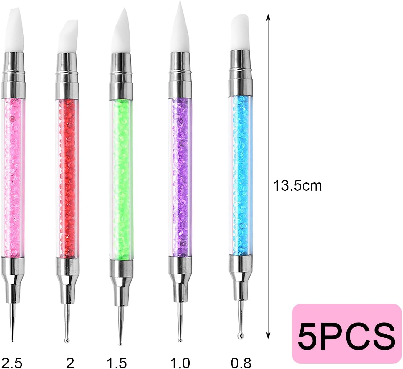 Icovalescent 5 Pieces Gel Nail Brushes, Nail Art Brushes Gel Sculpture Pen Pencil Tool for Nail Art Design Decoration Kit