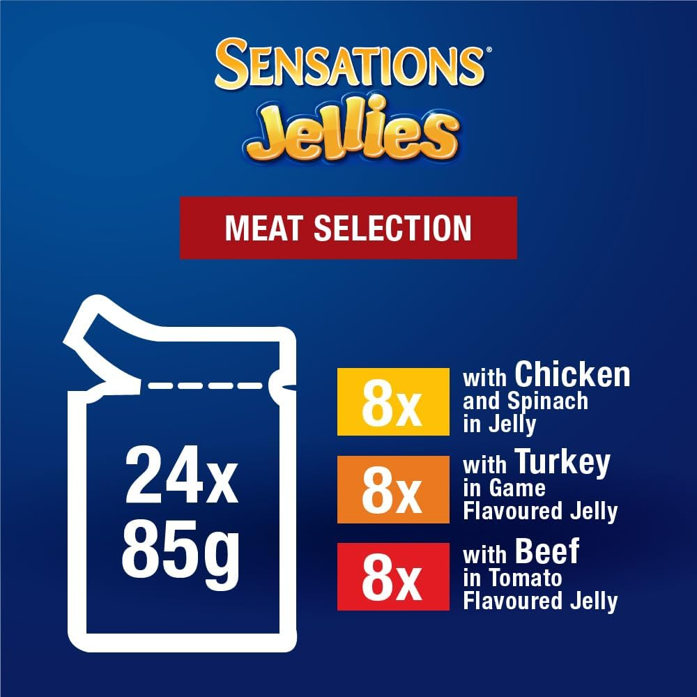 FELIX Adult Sensations Jellies Meat Selection Wet Cat Food, 48X85G image number 4