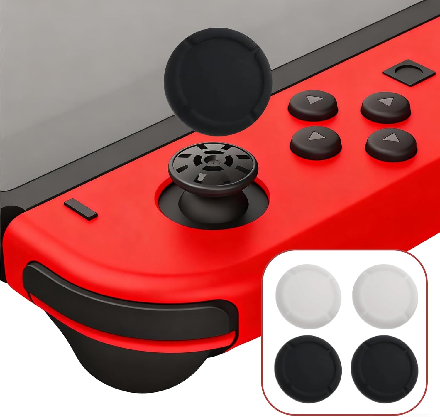 ONBPIY Thumb Grip Replacement Soft Silicone Analog Joystick Caps 2 Pairs for Nintendo Switch Joy-Con Comfortable Anti-Slip Black White for Switch Lite