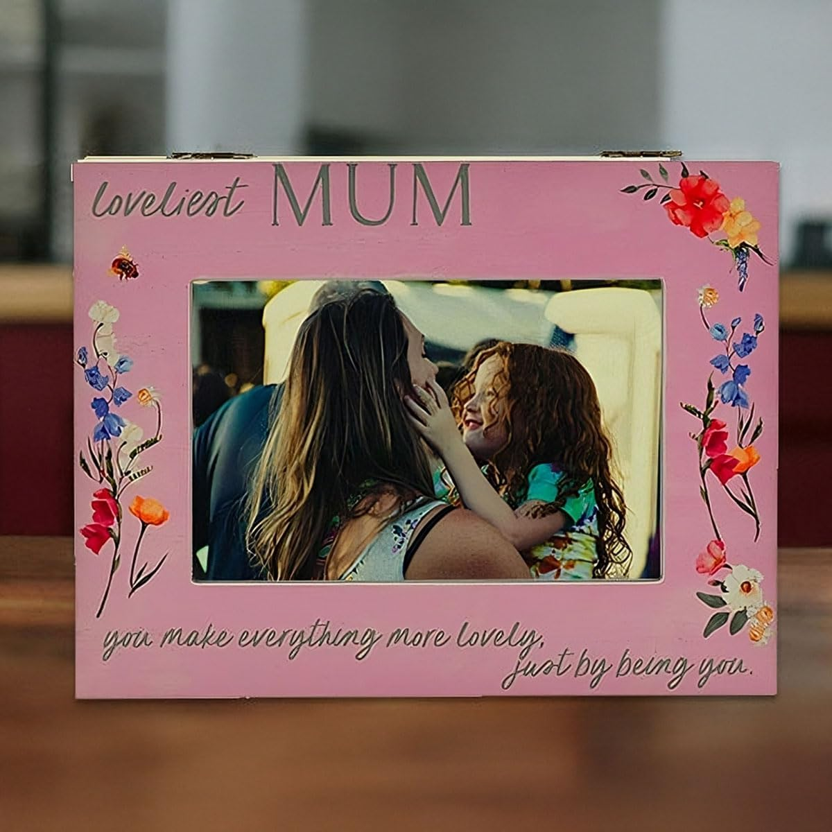 Widdop Loveliest Mum Wooden Keepsake Box Pink I Love You Mum Gift Mother'S Day Present Memory Box with 4" X 6" Photo Aperture Thoughtful Birthday Christmas image number 3