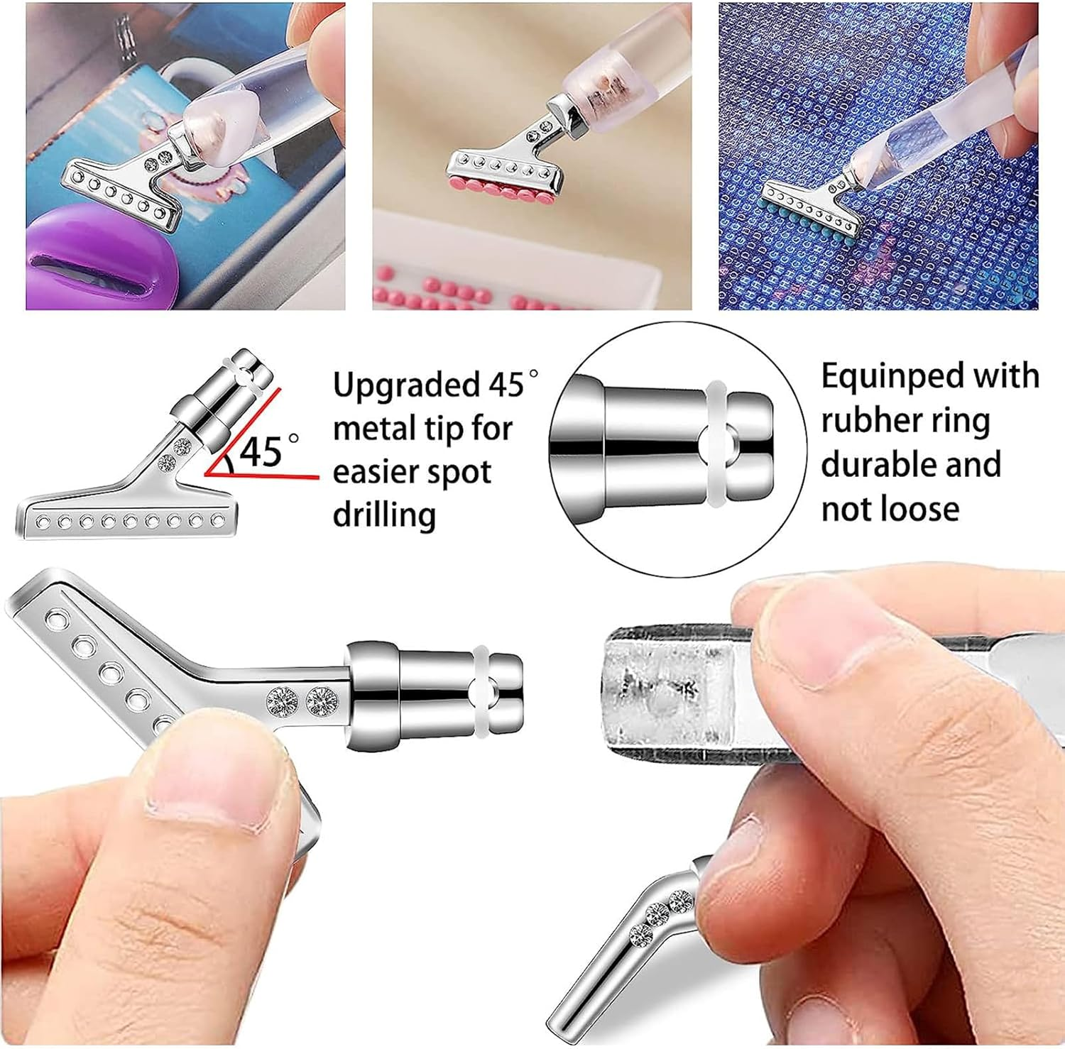 Diamond Painting Pen Kit Stainless Steel Metal Pen Tips Kits(34Pcs),3Pcs Diamond Art Pens 5D Diamond Painting Tools for DIY 5D Diamond Painting image number 6