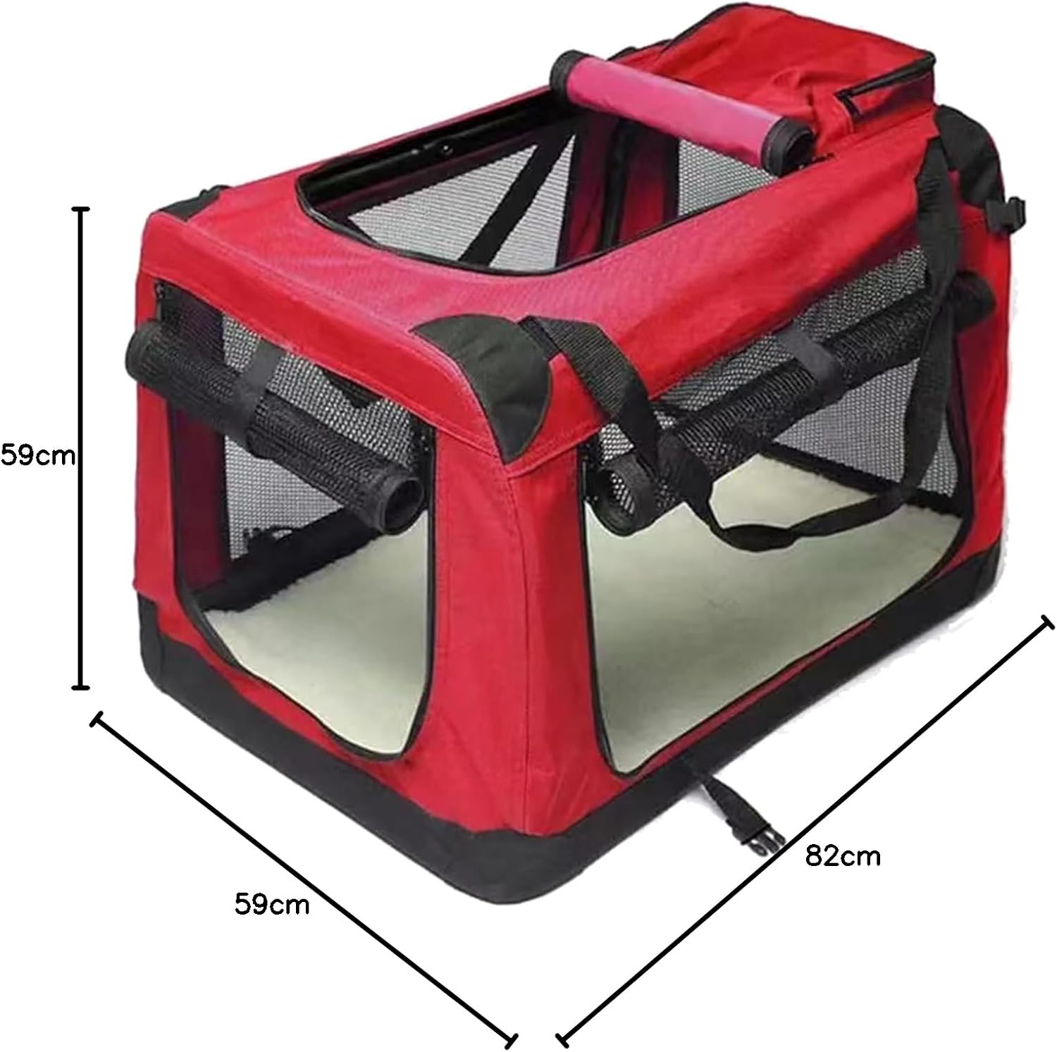 ### Foldable Pet Carrier Soft Dog Crate Portable Cage Car Travel Bag Kennel Outdoor [Colour: Red] [Size: L] image number 1
