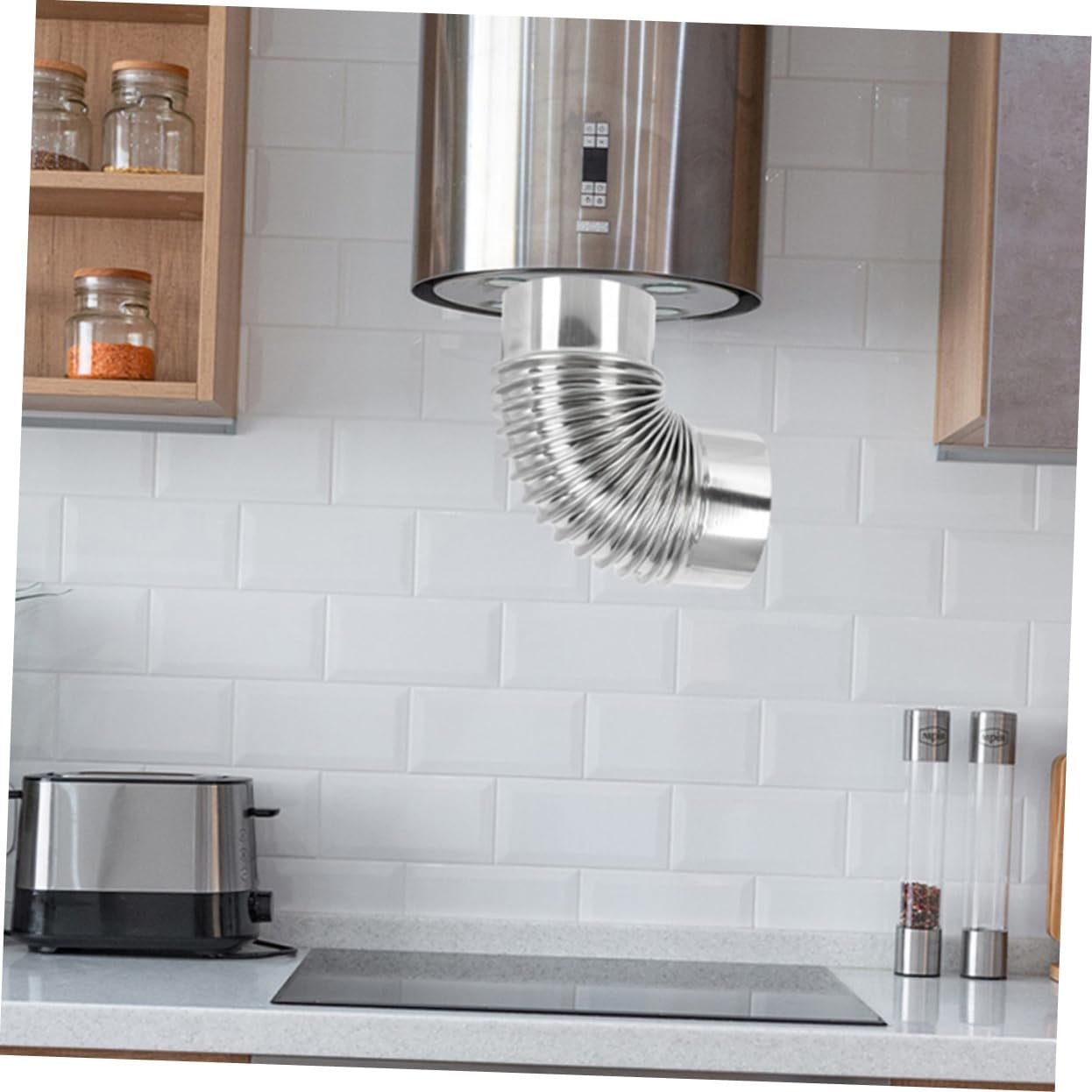 NOLITOY 1 Set Stainless Steel Exhaust Pipe Stainless Steel Tent Chimney Pipe Chimney Stove Pipe Hot Tent Stove Pipe Small Chimney Pipe Chimney Flue Chimney Tube Silver image number 2