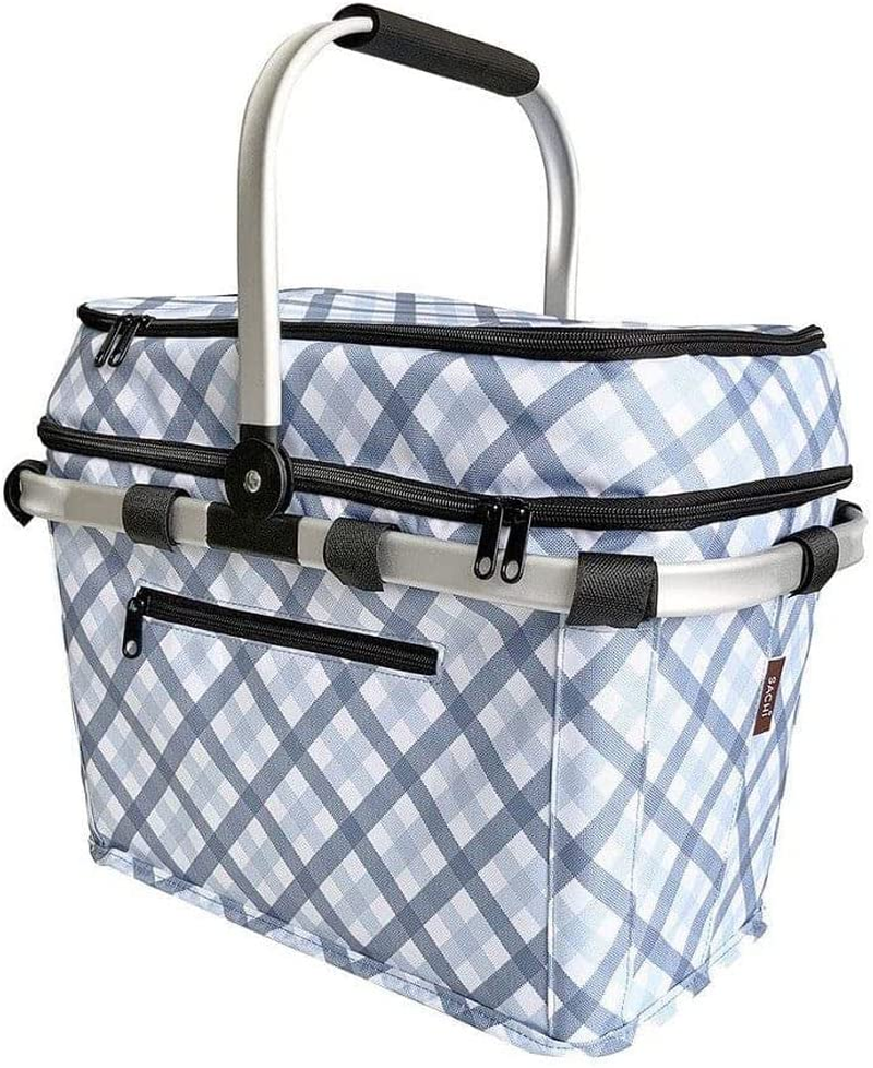 Sachi 4 Person Insulated Picnic Basket - Gingham Blue/Grey image number 3