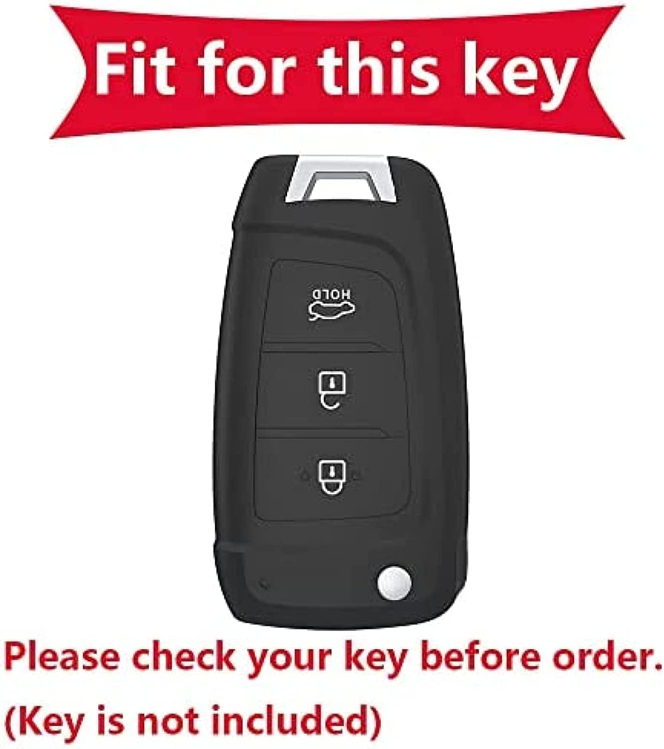 Ontto ABS Fold Car Key Fob Cover Keyring Fit for Hyundai Elantra I30 I30N I35 I40 I10 I20 Ix20 Solaris Tucson Kona Accent Keychain Key Shell Key Holder Accessories Protector 3 Button Carbon Black - Carbon Black image number 4