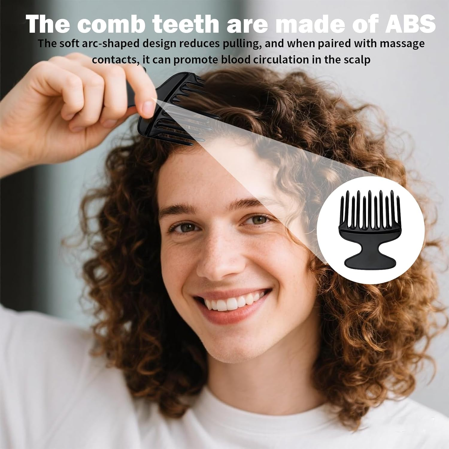 1 Piece Finger Styler Afro Comb Coarse Natural Curls Afro Comb Curling Comb Hair Comb Afro Pick Finger Styler Comb for Curls for Hairdressing Salon at Home - Black