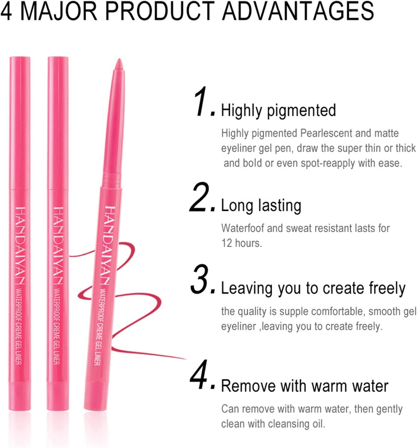 Fantasyday 12Pcs/Set Colorful Eyeliner Matte Smooth Makeup Waterproof Longlasting Smudge-Proof Eye Makeup Pencil image number 2