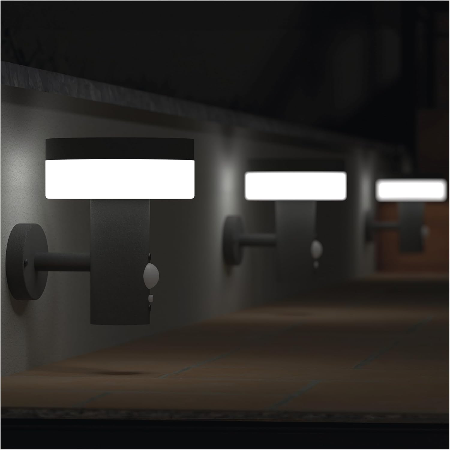 EMOS - TERION Solar LED Wall Light with Motion Sensor for Home and Garden - Waterproof Solar Garden Lighting with Sensor, Brightness 200Lm, Warm White - Stainless Steel Housing for Wall Mounting image number 2