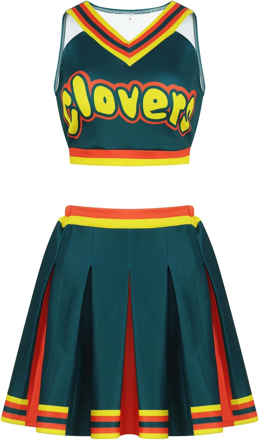 Cheerleader Costume for Women Crop Top Skirt Set Clovers Cheerleading Costume Halloween Cosplay Outfits Uniform image number 6