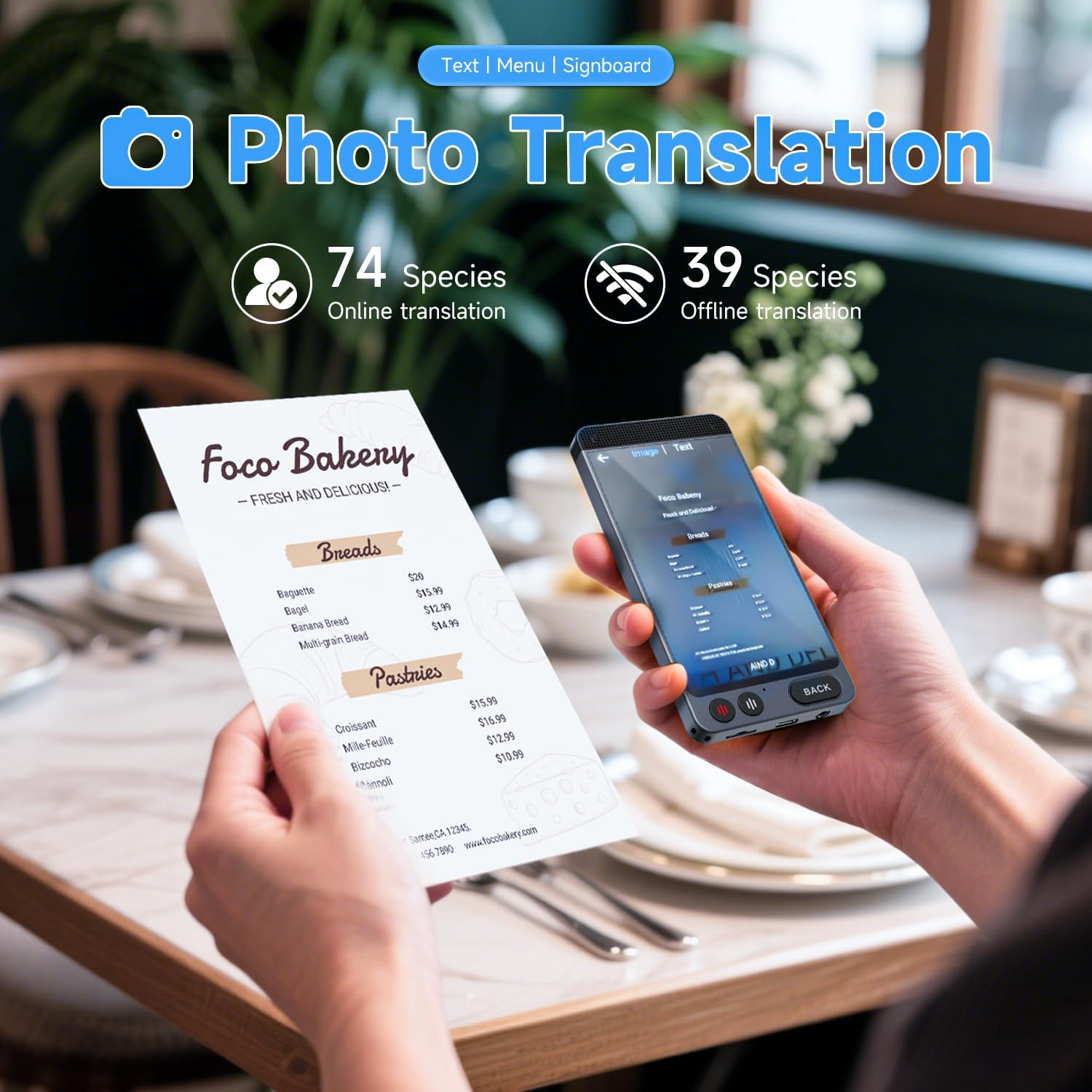 Language Translator Device, D21 Two Way Real-Time Voice/Photo Translator for 142 Languages, Portable Online/Offline Instant Translation for Business Learning Travel with 4.0'' Screen