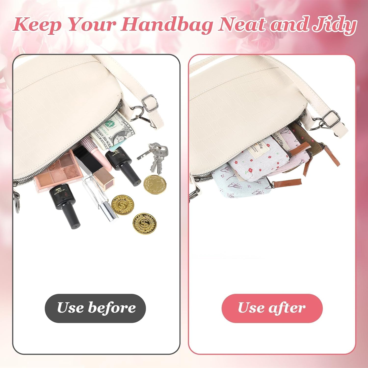 4 Pack Mini Linen Floral Small Makeup Bag, Mini Makeup Bag with Zip, M-Ini Canvas Coin Purse, Portable Toiletry Organizer, Wallet for Storing Coin, Credit Card, ID Card image number 5