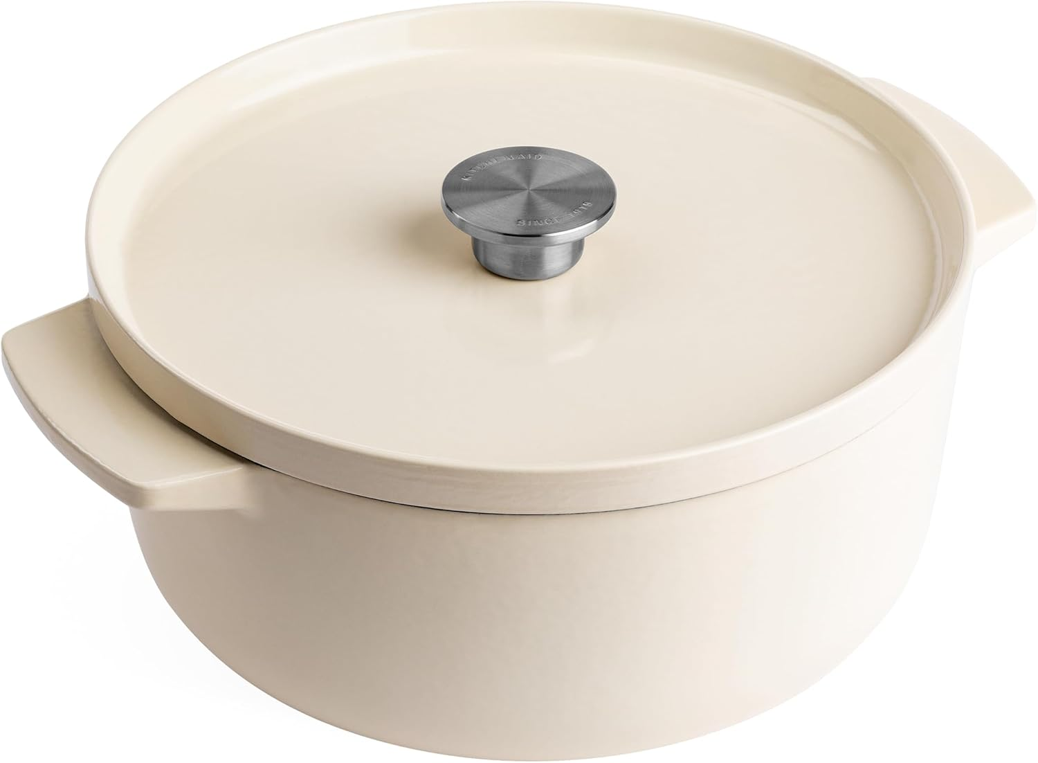 Kitchenaid Cast Iron round Casserole with Lid, 5.2 Liter Capacity, Onyx Black