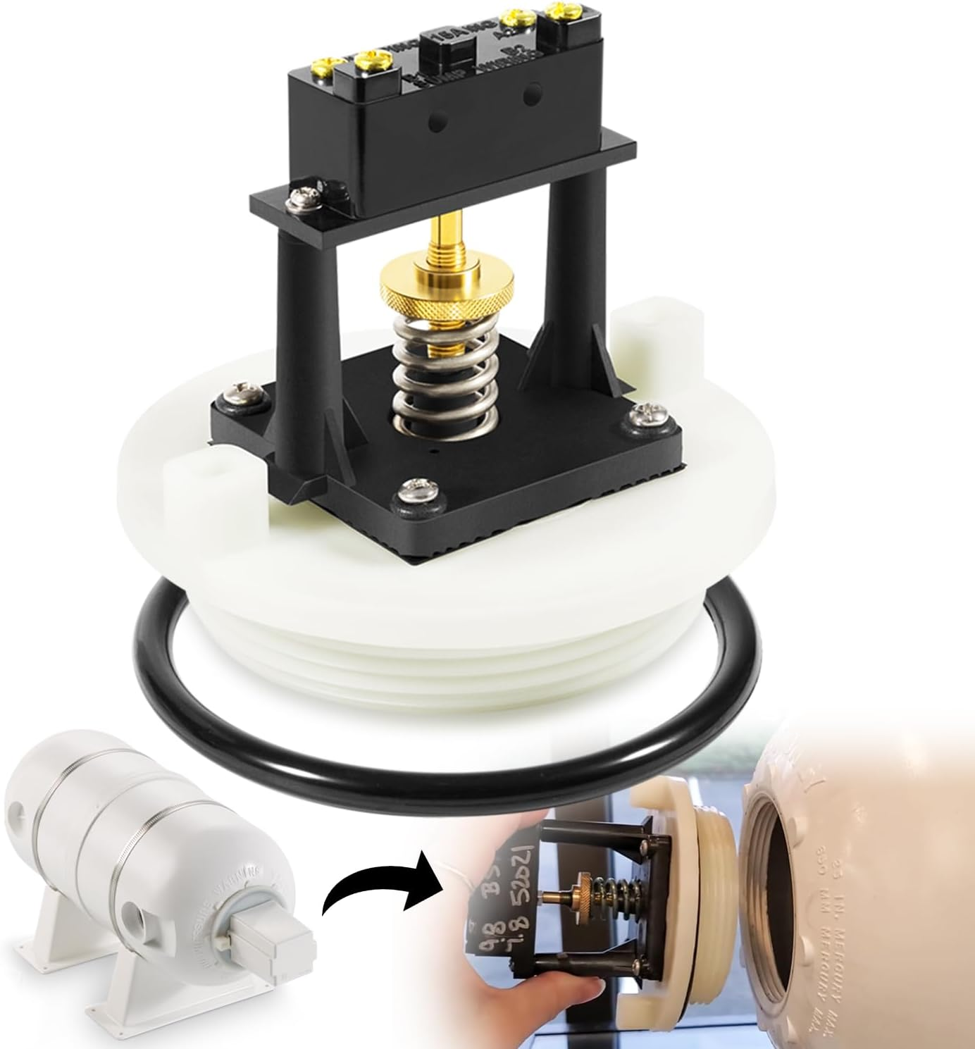 Sunluway Upgraded 385318032 Vacuum Tank Switch Kit with O-Ring Compatible with Sealand/Dometic, Accumulator Tank Vacuum Switch Direct Replace for 729100 Vacuum Tank, White image number 1