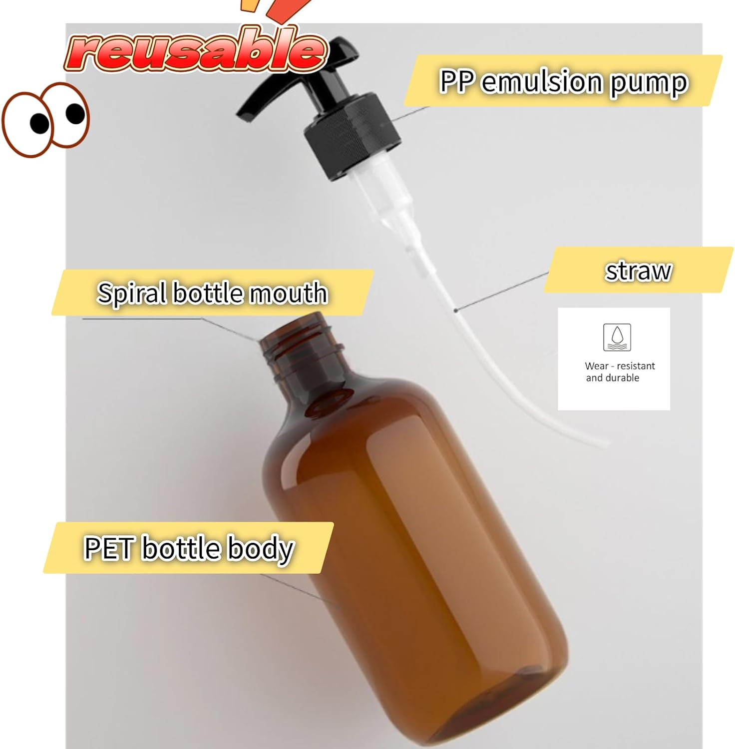 CKONXE 2PCS 500Ml Refillable Pump Bottle Dispenser for Body Wash,Shampoo Bottles Refillable with Pumps, Pump Bottle Dispenser for Lotion, Cream, and Liquid Toiletries,Bathroom Countertop Accessories image number 4