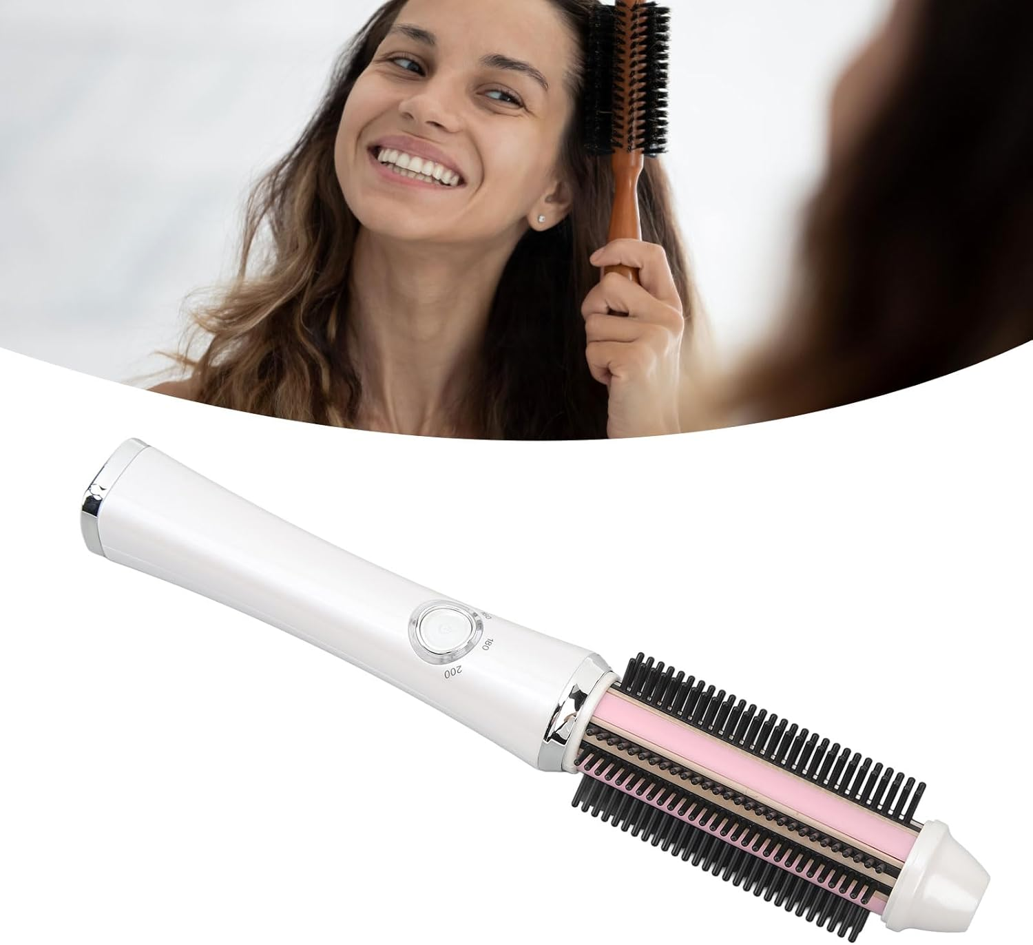 Cordless Hair Curler Brush, Cordless Hair Straightener Brush with 3 Temperature Gears, Prevent Static, Anion, USB Rechargeable Electric Curling Comb, with Cordless Use for Travel image number 1