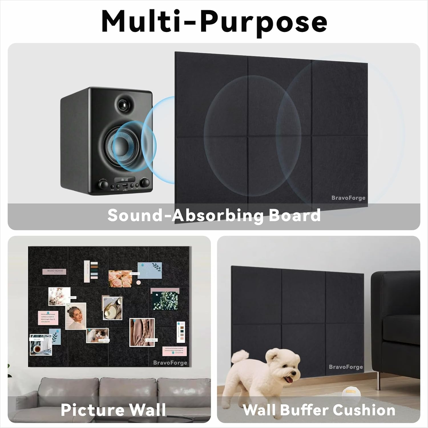 Large Felt Bulletin Board, 6 Pack 30 X 30 Cm Grey Pin Notice Board with 30 Pushpins and 36 Safe Removable Adhesive Tabs, Cork Boards Alternative, Felt Wall Tiles for Wall, Home, Office（Grey） image number 6