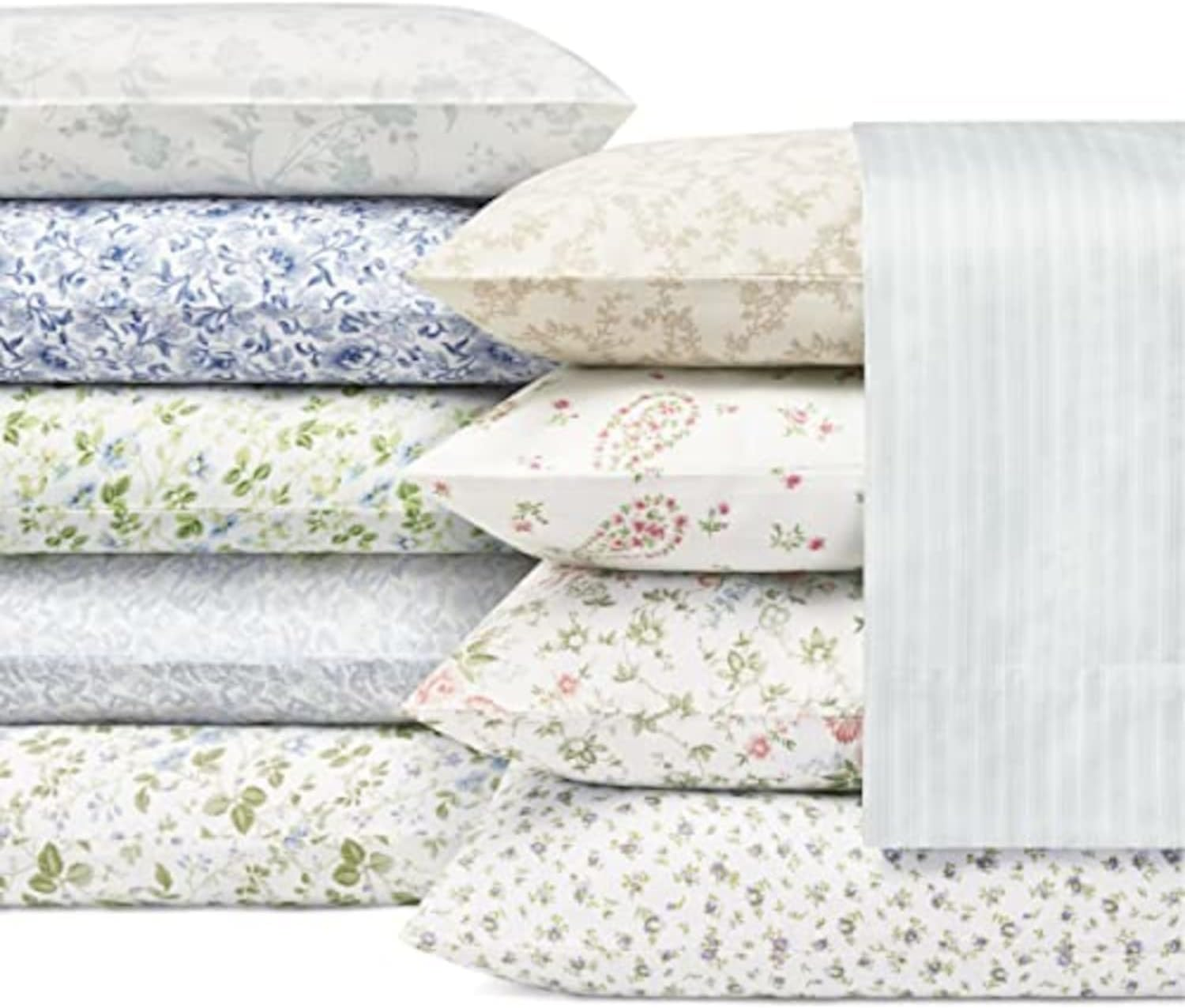 Laura Ashley Sateen Collection Sheet Set-100% Cotton, Silky Smooth & Luminous Sheen, Wrinkle-Resistant Bedding, Queen, Bristol Paisley
