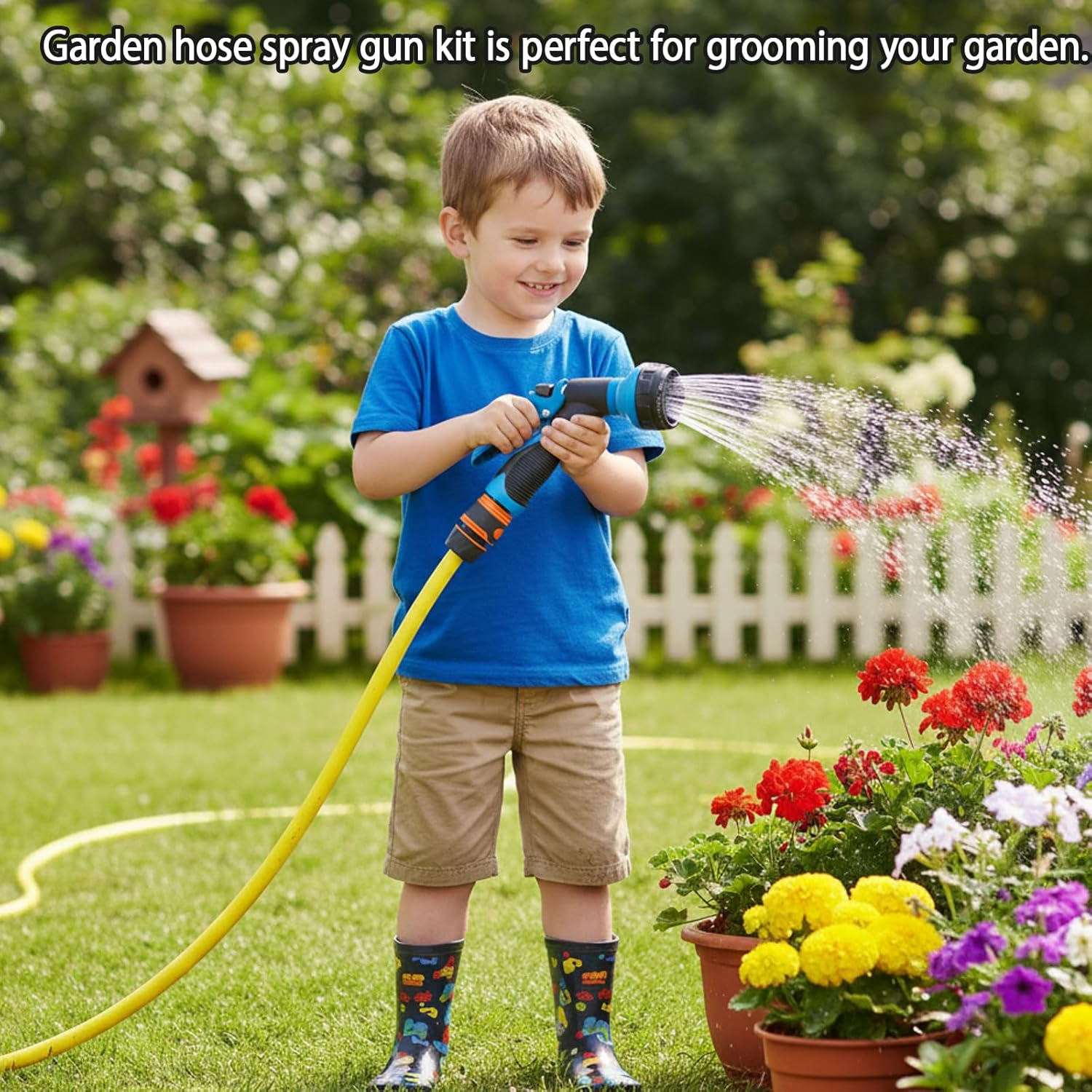 Hose Connector, Garden Hose Connector Set, 6M Pink Tape with 2X4 Way Soft Tube Fittings, 2Xblack Double Nipple Connectors, 2X4/6 Way Adapters for Garden Tap, Outdoor Cleaning, Pet Bathing image number 3