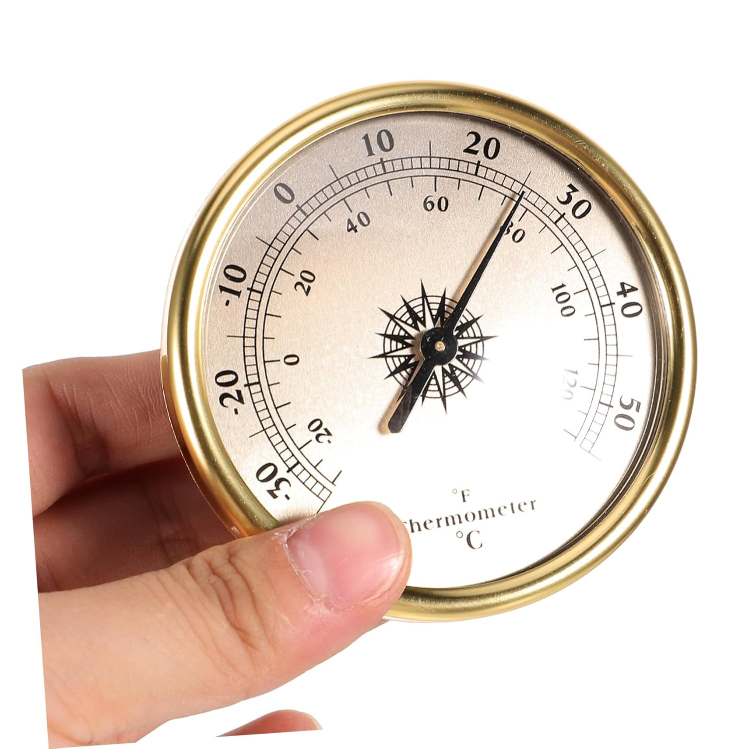 Wall Mounted Indoor Thermometer and Temperature Gauge for Home Use Small round Metal Temperature Meter Fahrenheit Display Weather Station Tool image number 3