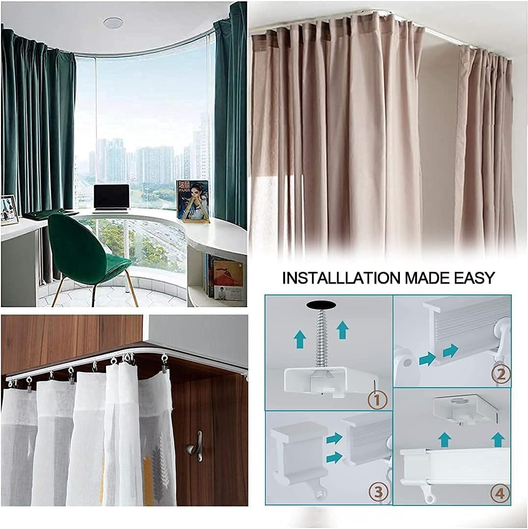 5 Meters (16.4FT) Flexible Bendable Ceiling Curtain Track,Room Divider, Window Treatment or Bay, Shower Track, Trailer Motorhome Curtain Track, Room Divider, Ceiling Track for Curtains image number 1