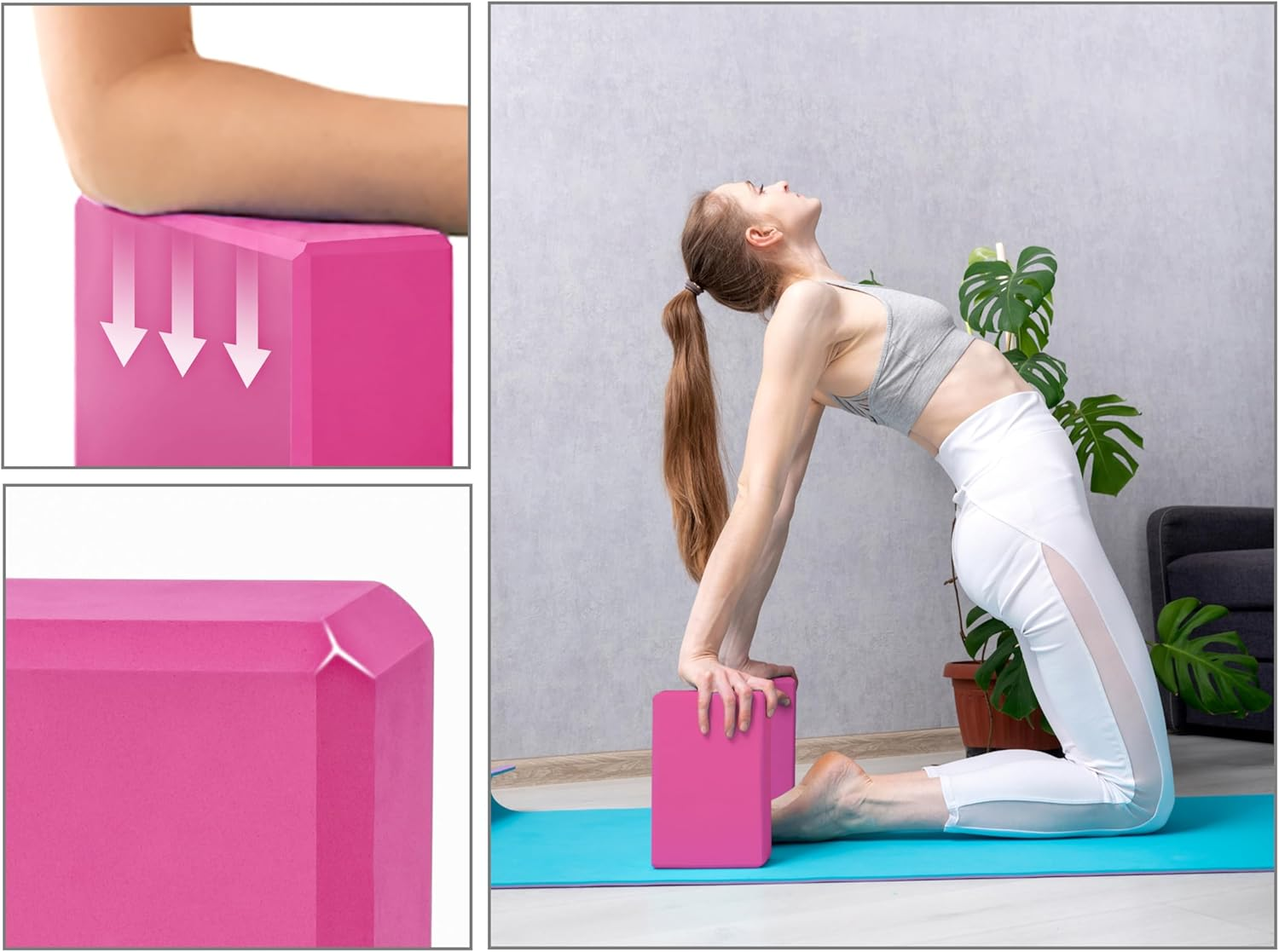 EXERZ Yoga Blocks 2 Pack EVA Foam Exercise Workout Fitness Bricks, Pilates Stretch Handstand Non-Slip Gym Blocks, Gymnastics image number 5