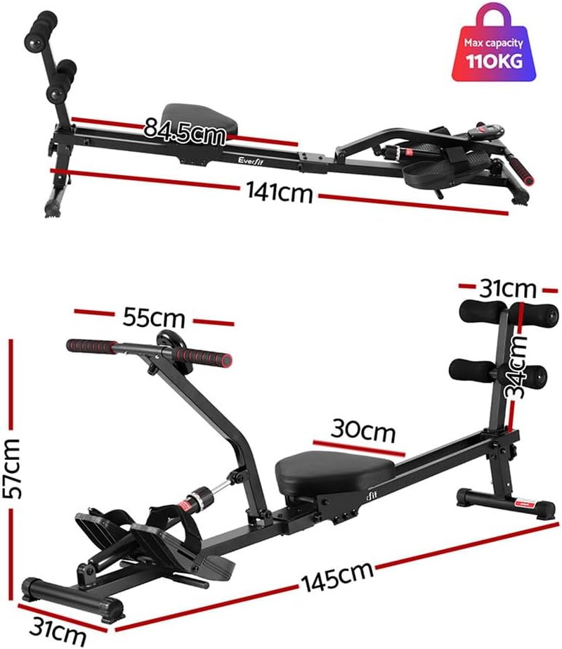 Everfit Hydraulic 12 Level Rowing Machine Rower Resistance Fitness Gym Cardio image number 5