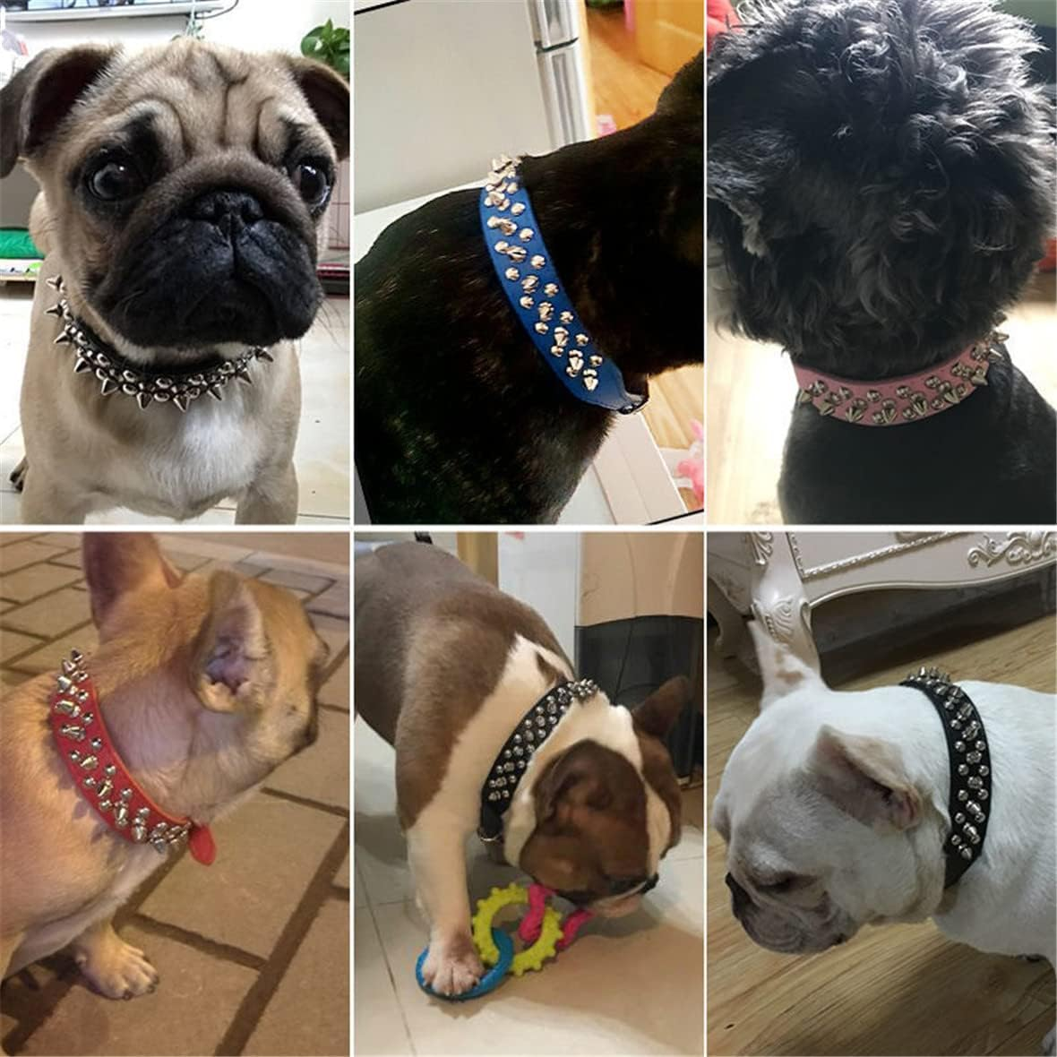 Spiked Dog Collar for Small Dogs Soft PU Leather Spike Puppy Collar anti Bite Studded Rivet Cat Collar for Kittens Small Medium Pets like Chihuahua Pug Pit Bull Bulldog, Pink S image number 5