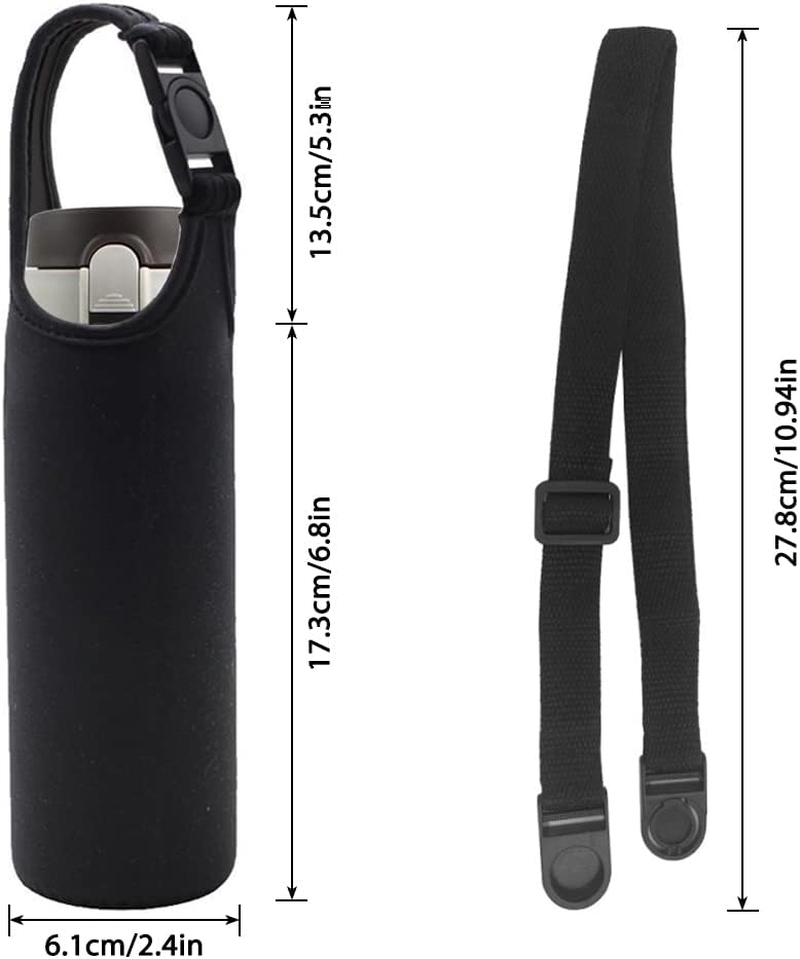 4 Pack Water Bottle Carrier,Danzix Neoprene Sleeve Water Bottles Cup Carrier with 4 Shoulder Strap,Fit for All 16Oz-20Oz Sport Water Bottle-Black image number 2