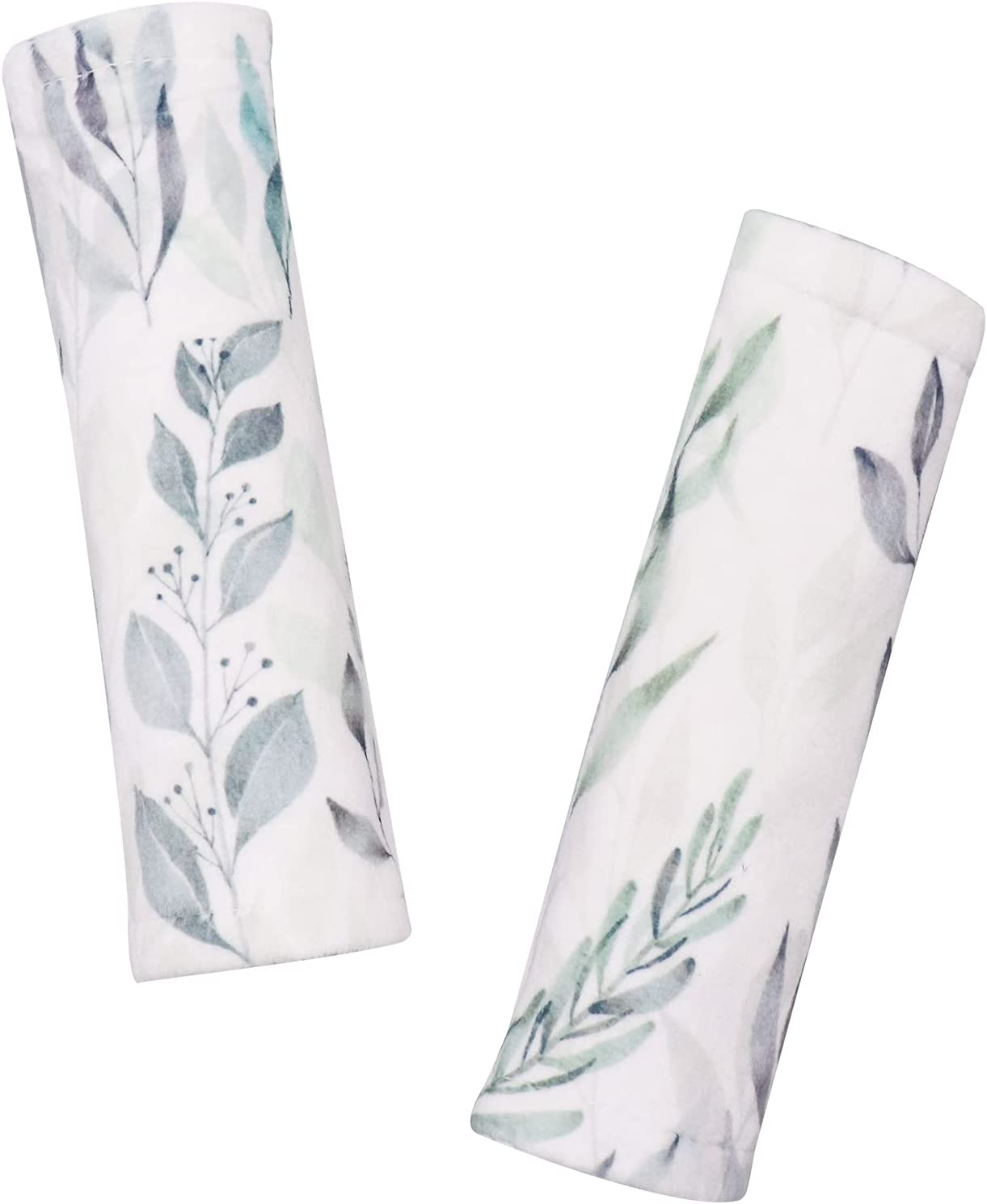 DILIMI Baby Car Seat Neck Cover, 2Pcs Car Seat Belt Cover Pad, Shoulder Strap Protectors, Seat Belt Covers Cushion for Boy Girl (Leaf)