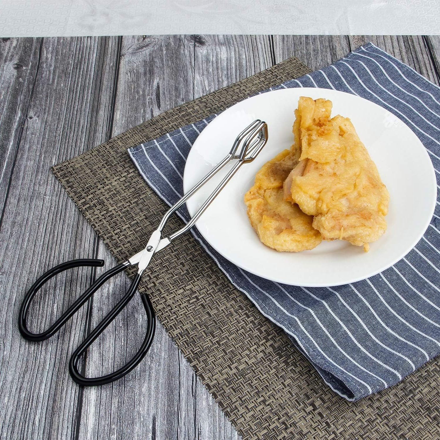 3 Pack Stainless Steel Scissor Tongs Cooking Scissor Tongs Kitchen Baking Bread Food Tong Barbecue Grilling Tongs Tool for Flipping Food image number 5