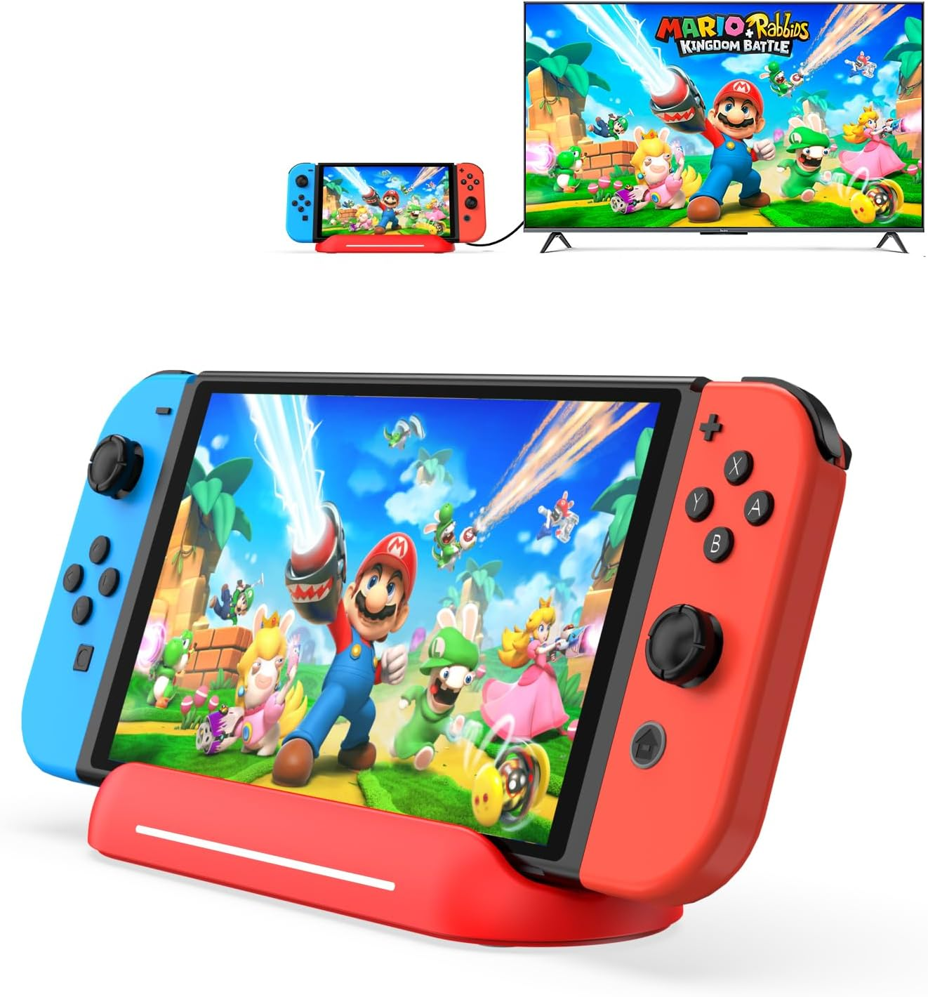 RREAKA 5 in 1 Switch Dock for Nintendo Switch OLED TV Adapter Switch Docking Station with HDMI USB 3.0 Port Type C Charging Type C Connectors Travel Switch Base Portable USB C Hub Stand