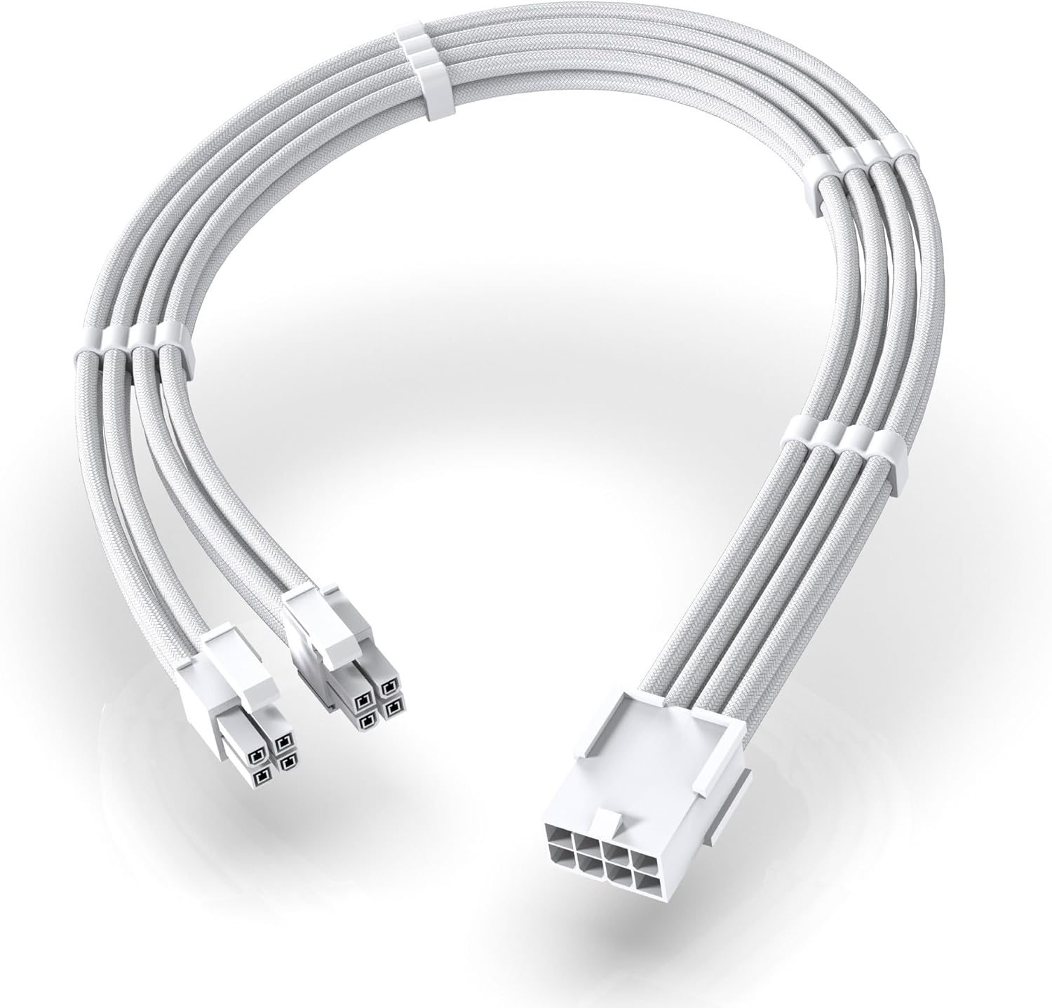 EZDIY-FAB EPS 8-Pin Female to CPU 8-Pin (4+4) ATX 4 Pin Male Power Supply Adapter Extension Cable for Motherboard 11.8 Inch (30 Cm)-All White image number 3