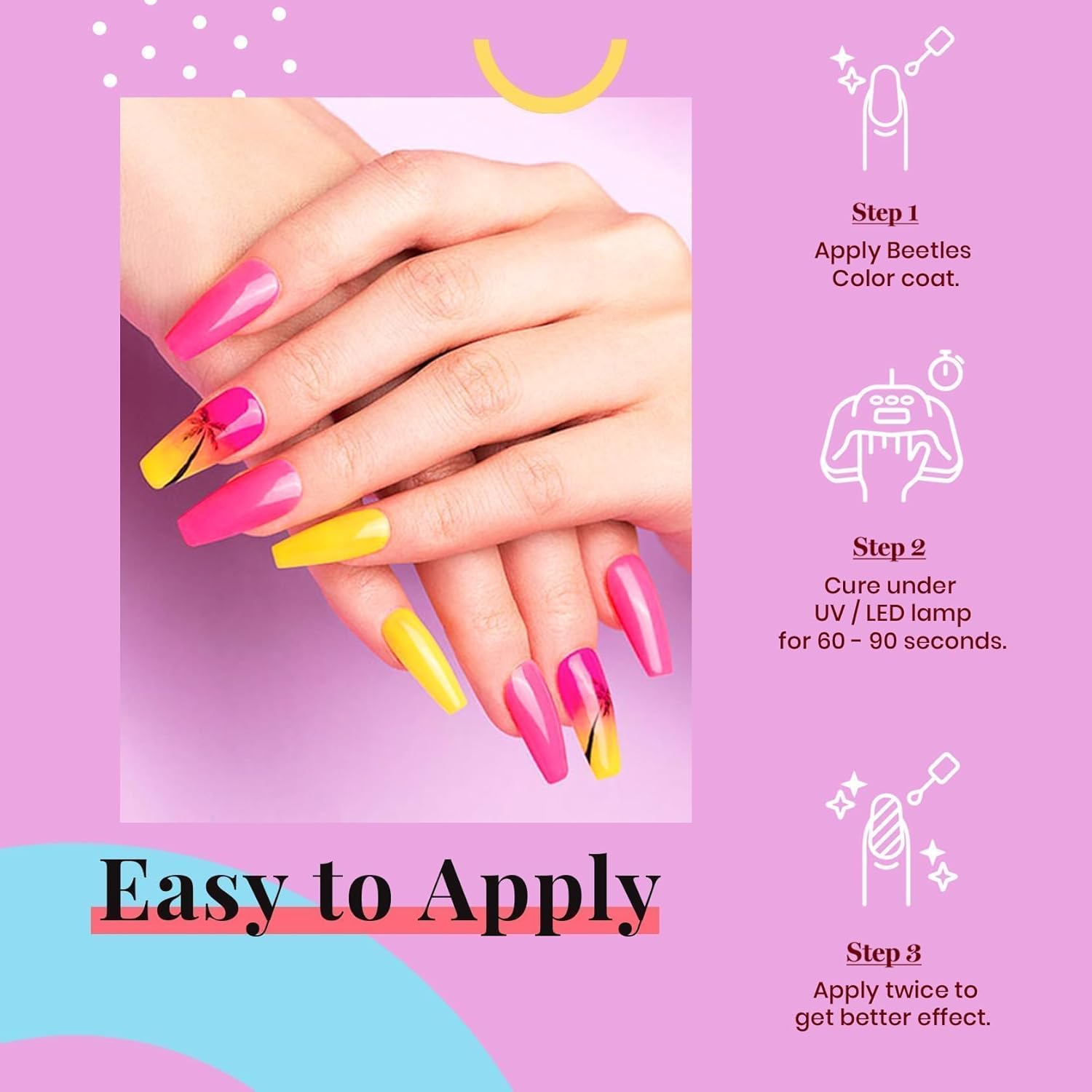 Beetles Gel Polish Gel Nail Polish,1Pcs 15Ml Poppy Pink Holiday Neon Hot Pink Gel Nail Polish Bright Pink Gel Polish, Soak off Uv LED Nail Lamp Gel Polish image number 2